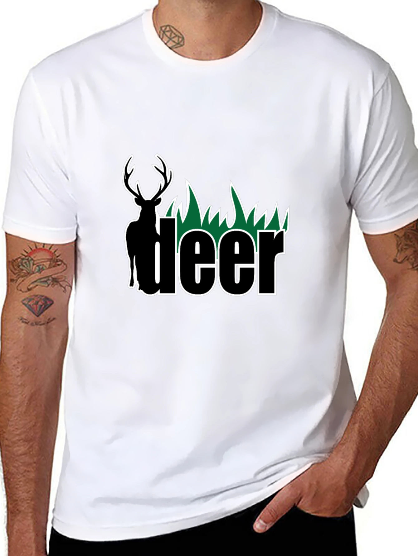 Black Deer Graphic Tee - Black Cotton Blend T-Shirt view 8