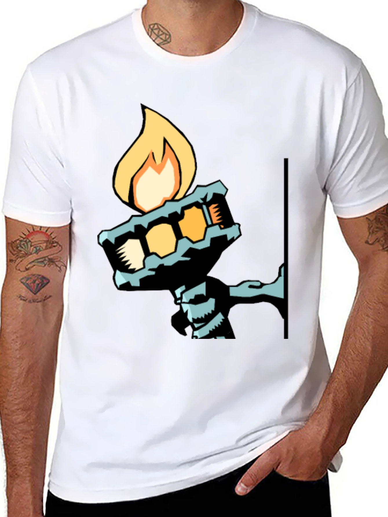 Black Cool Graphic Tee - Torch Bearer Design view 8