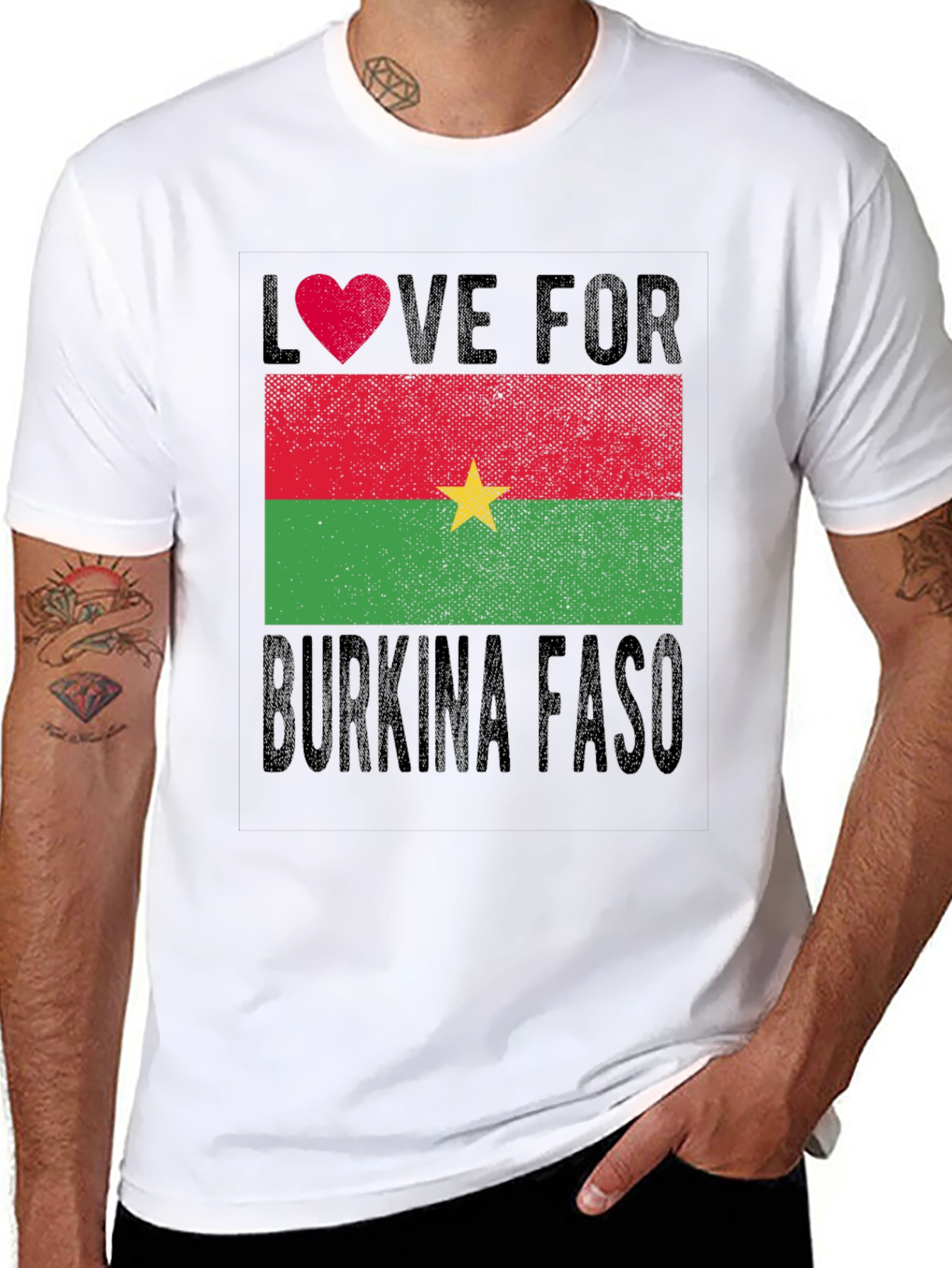 Black Burkina Faso Flag Heart T-Shirt - Love for Country Tee view 8