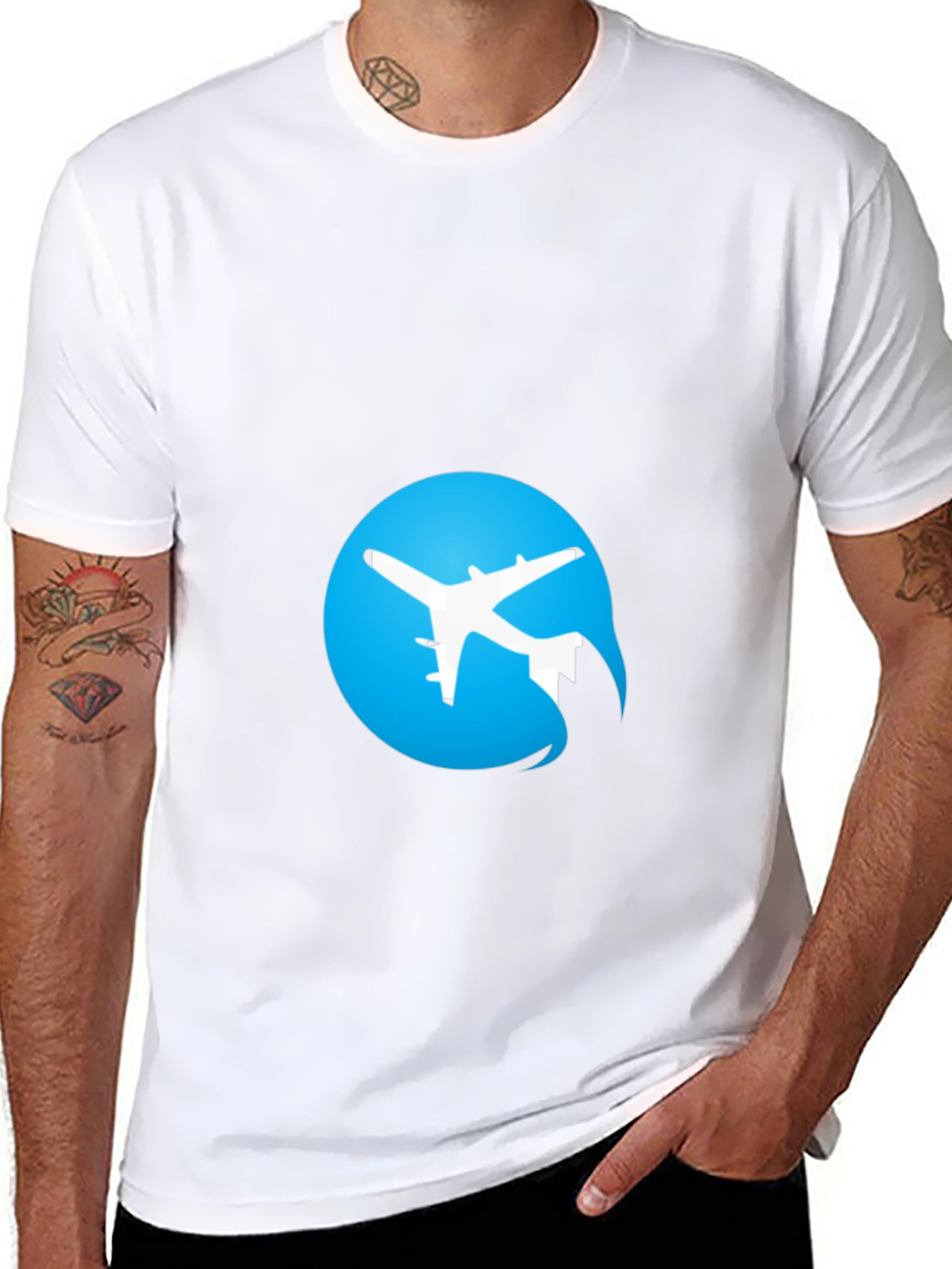 Black Airplane Logo Black T-Shirt view 8