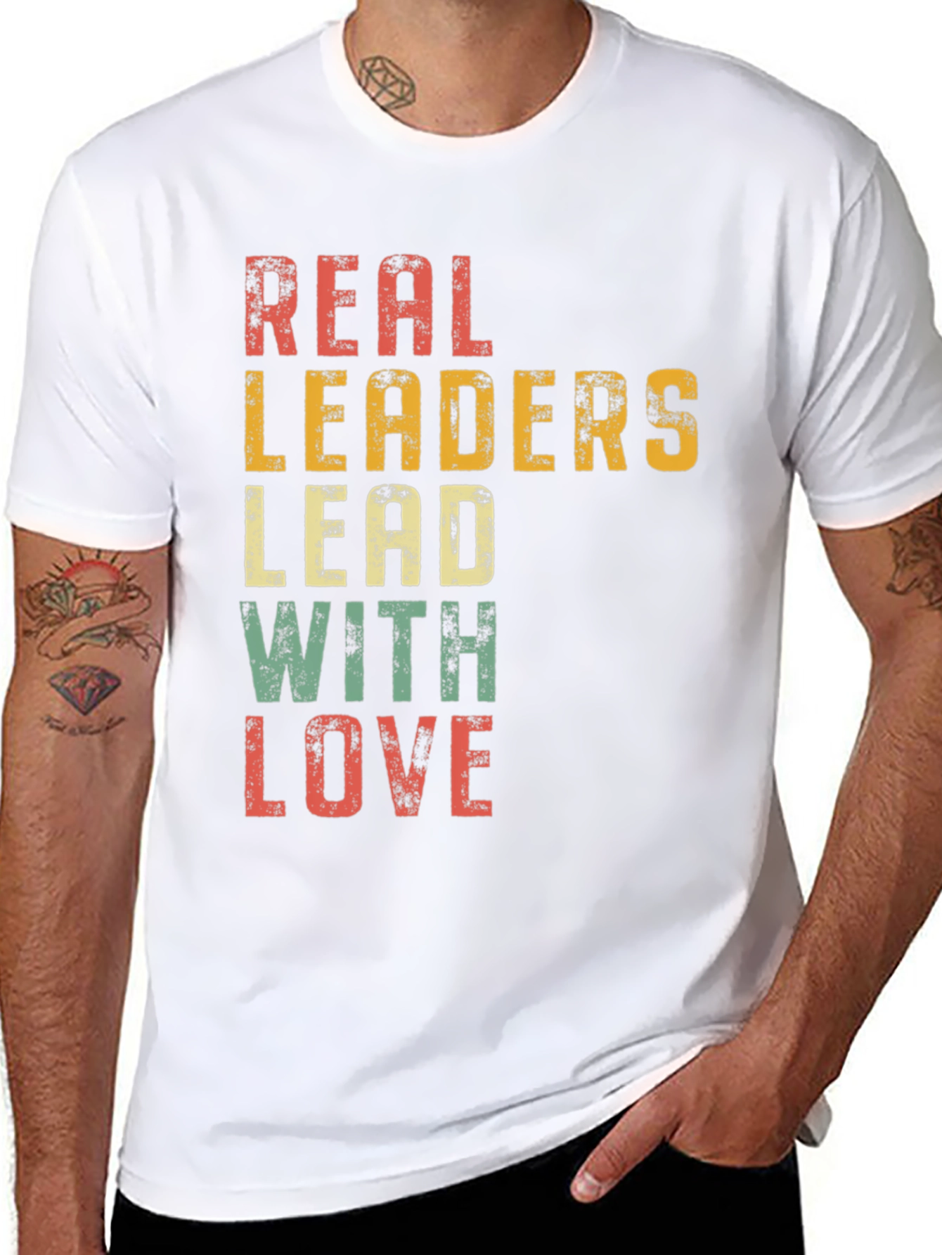 Black Real Leaders Lead With Love Graphic Tee view 8