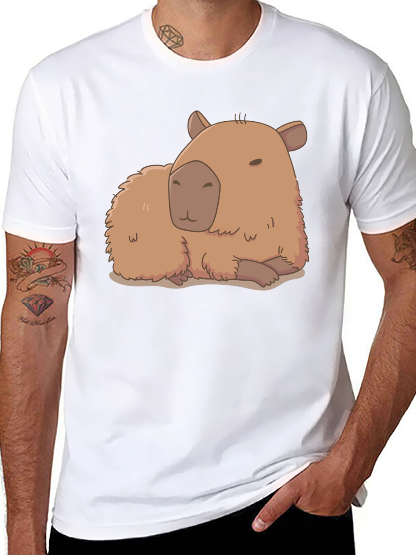 Black Capybara Graphic Tee - Relaxed Fit Cotton T-Shirt view 8