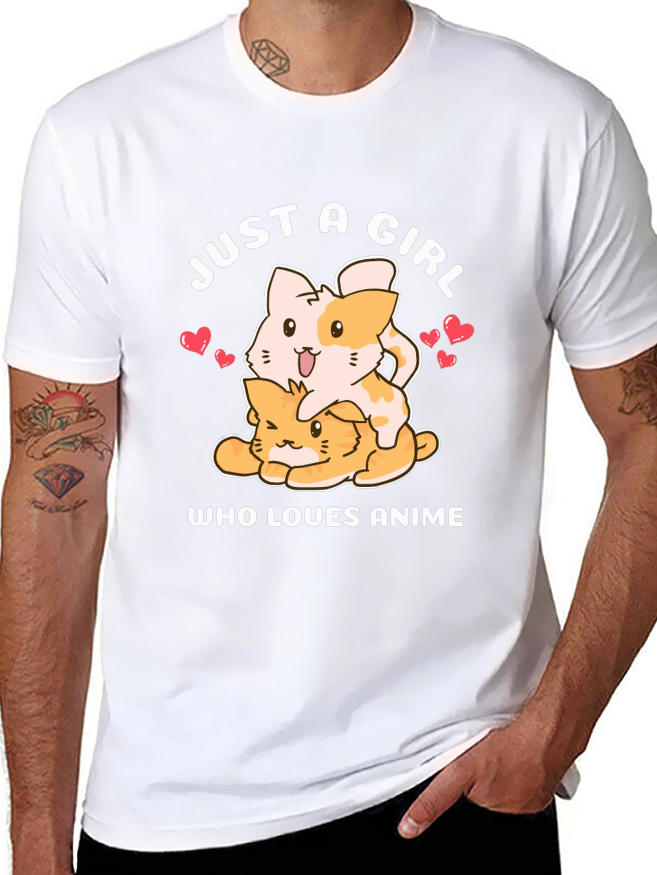 Black Just a Girl Who Loves Anime T-Shirt view 8