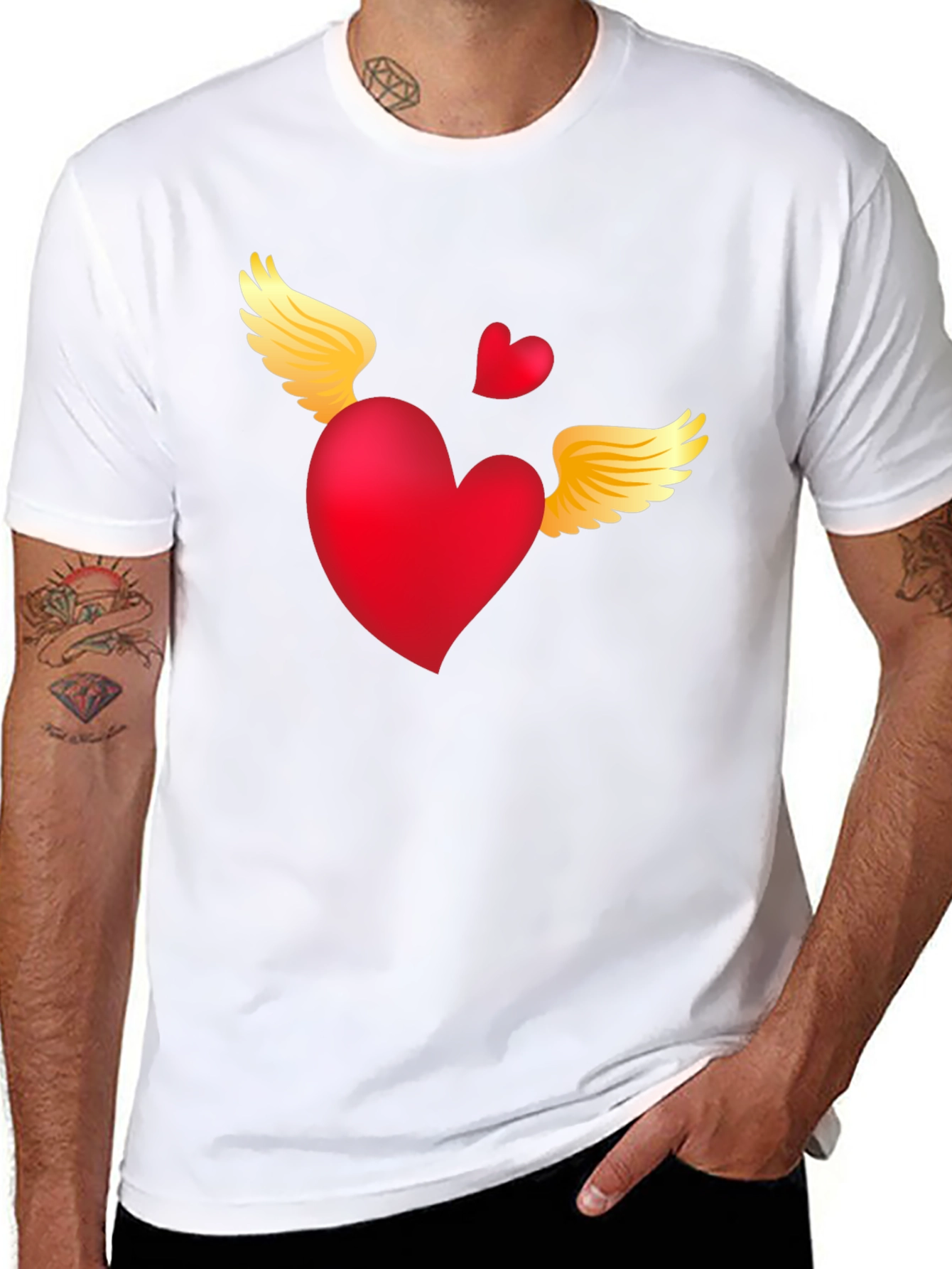 Black Heart with Wings Graphic Tee - Black view 8