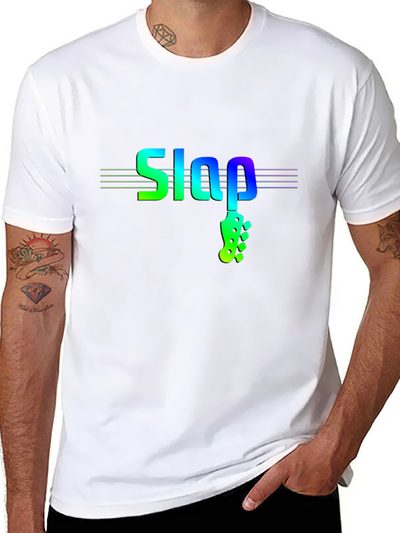 Black Slap Bass Music T-Shirt - Cool Musician Tee view 8