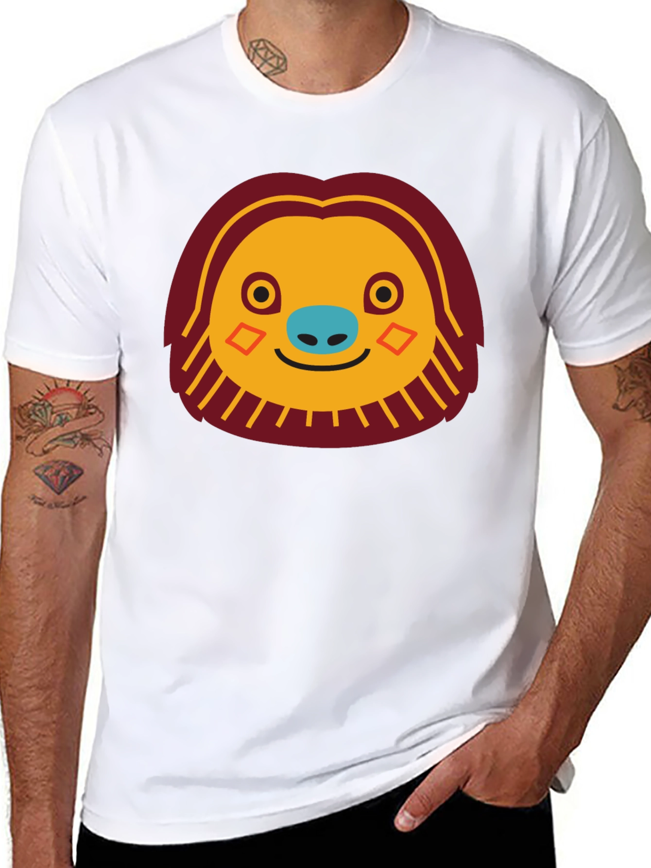 Black Funny Sloth Face Graphic T-Shirt view 8