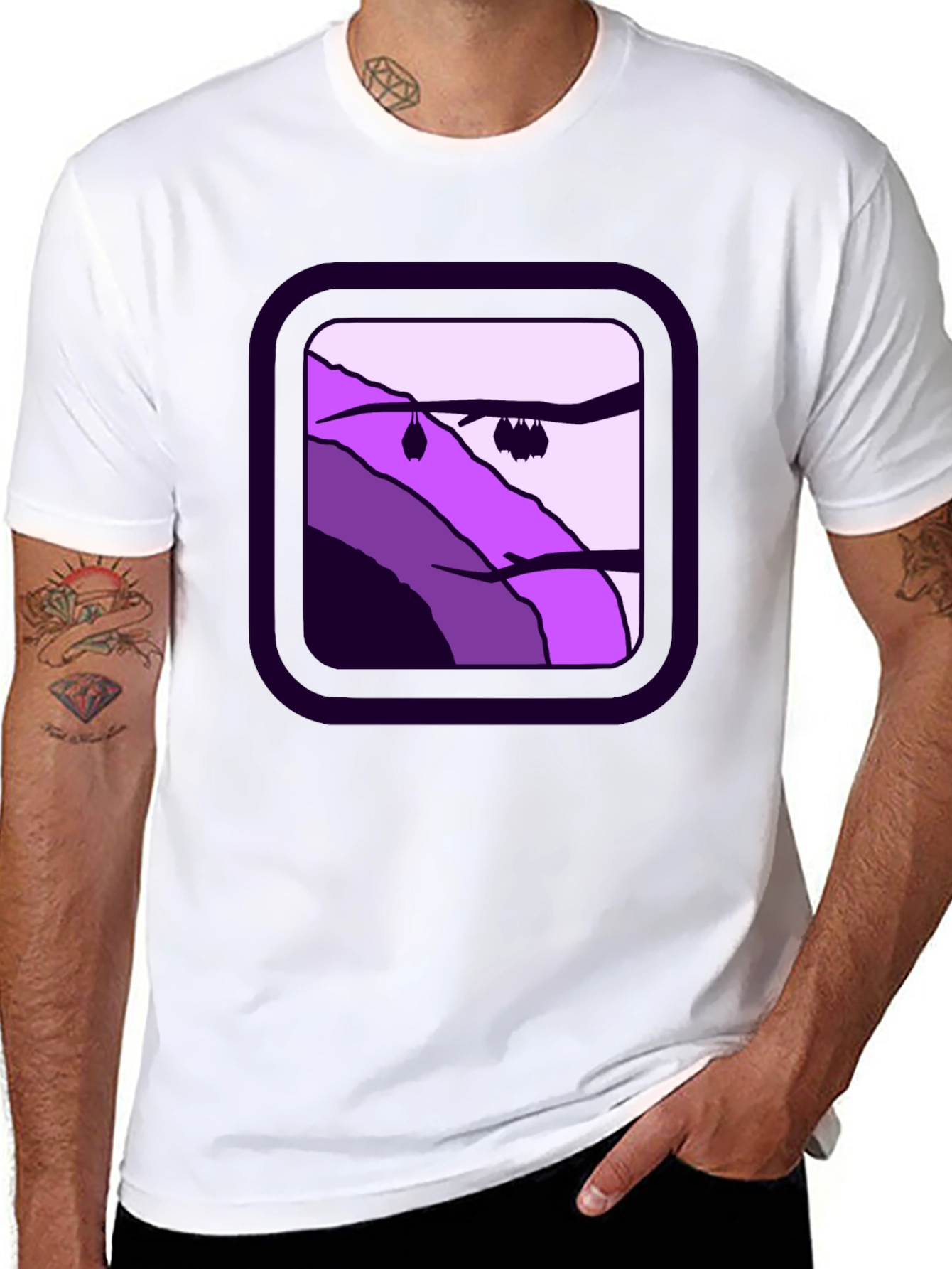 Black Bat Cave Graphic Tee - Unisex Black Cotton T-Shirt view 8