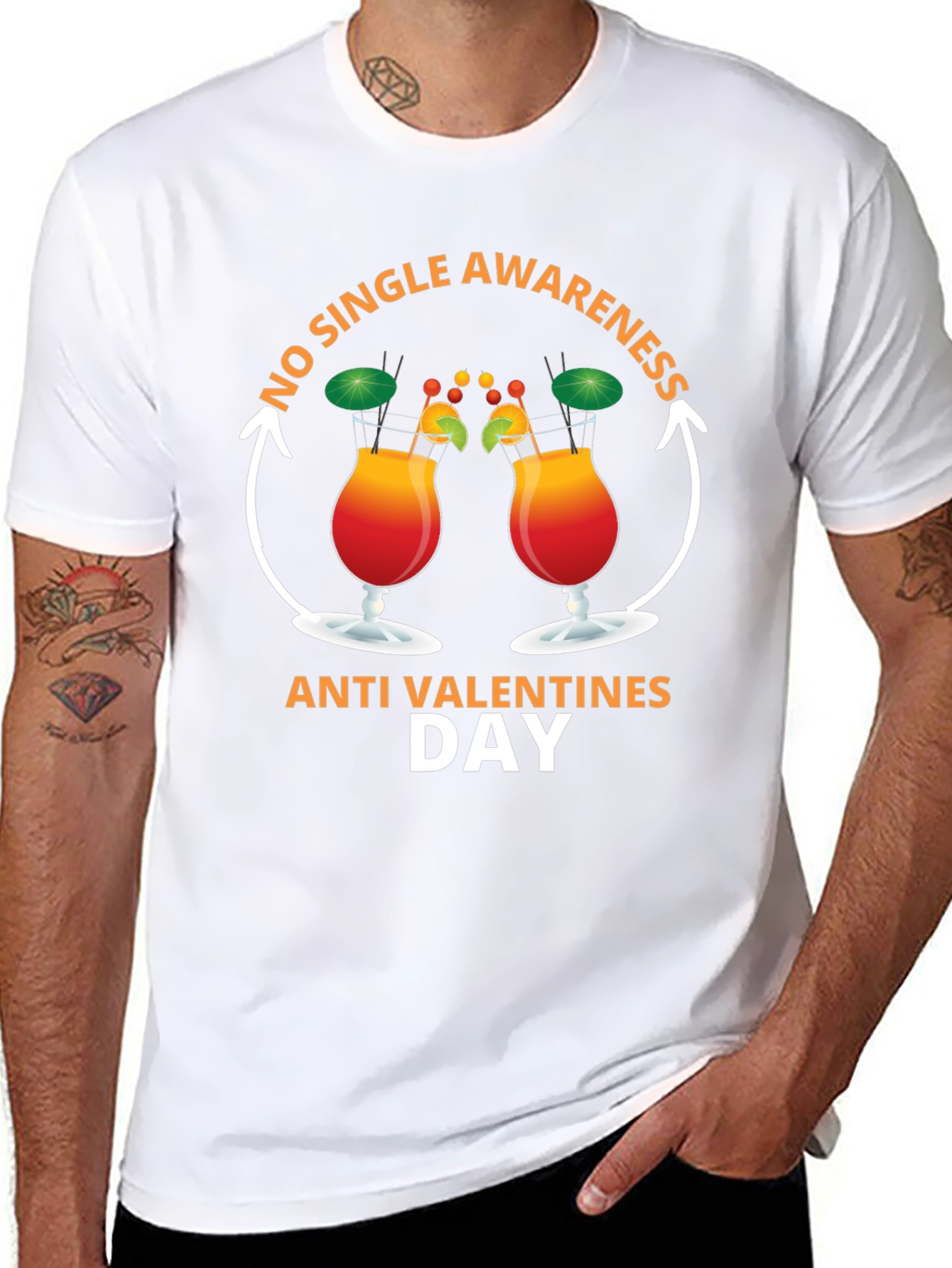 Black Anti-Valentine's Day 'No Single Awareness' T-Shirt view 8