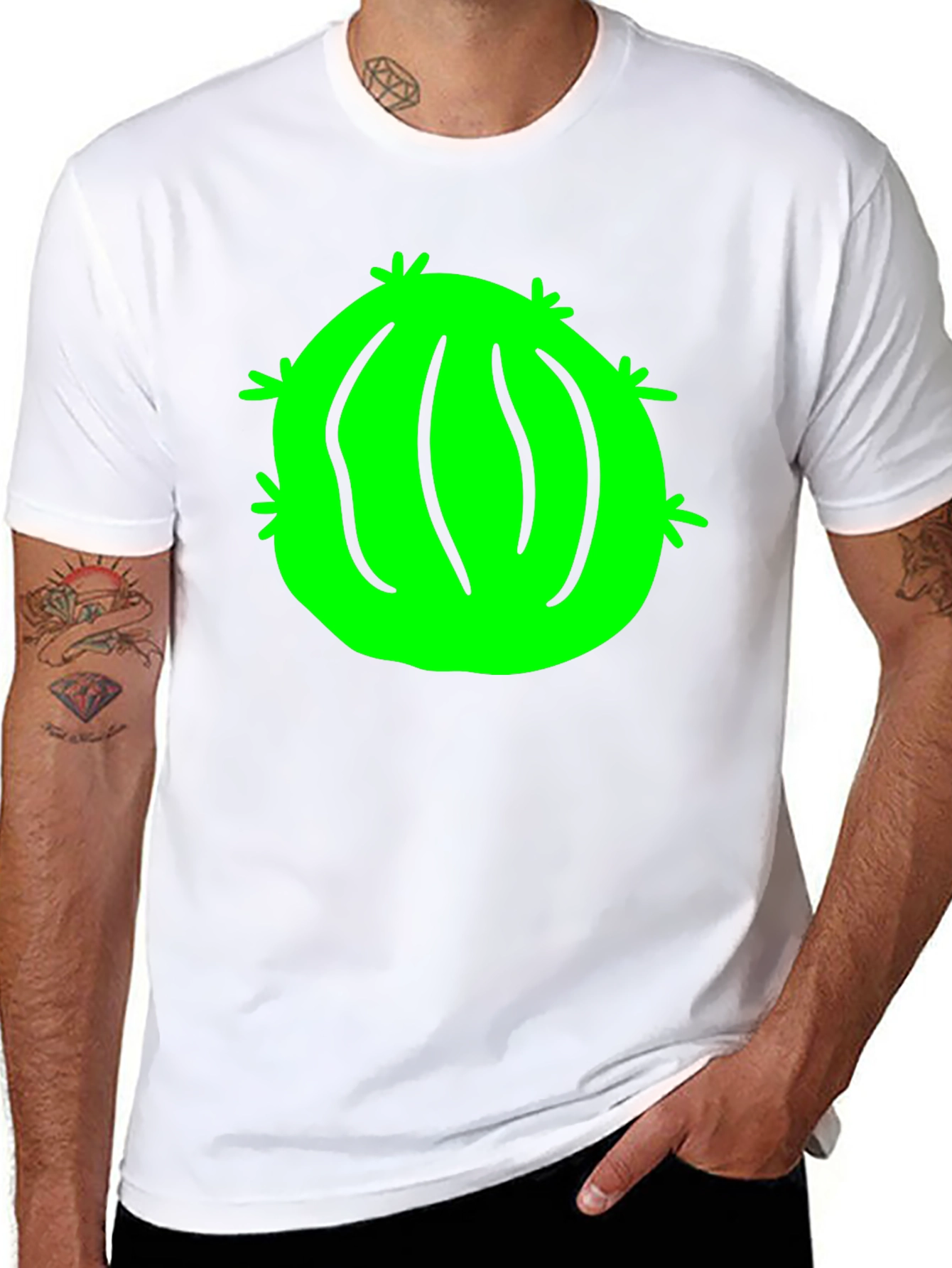 Black Funny Cactus Graphic T-Shirt - Black view 8