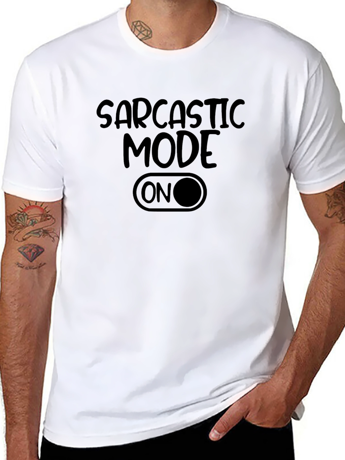 Black Sarcastic Mode On Graphic Tee - Black T-Shirt view 8