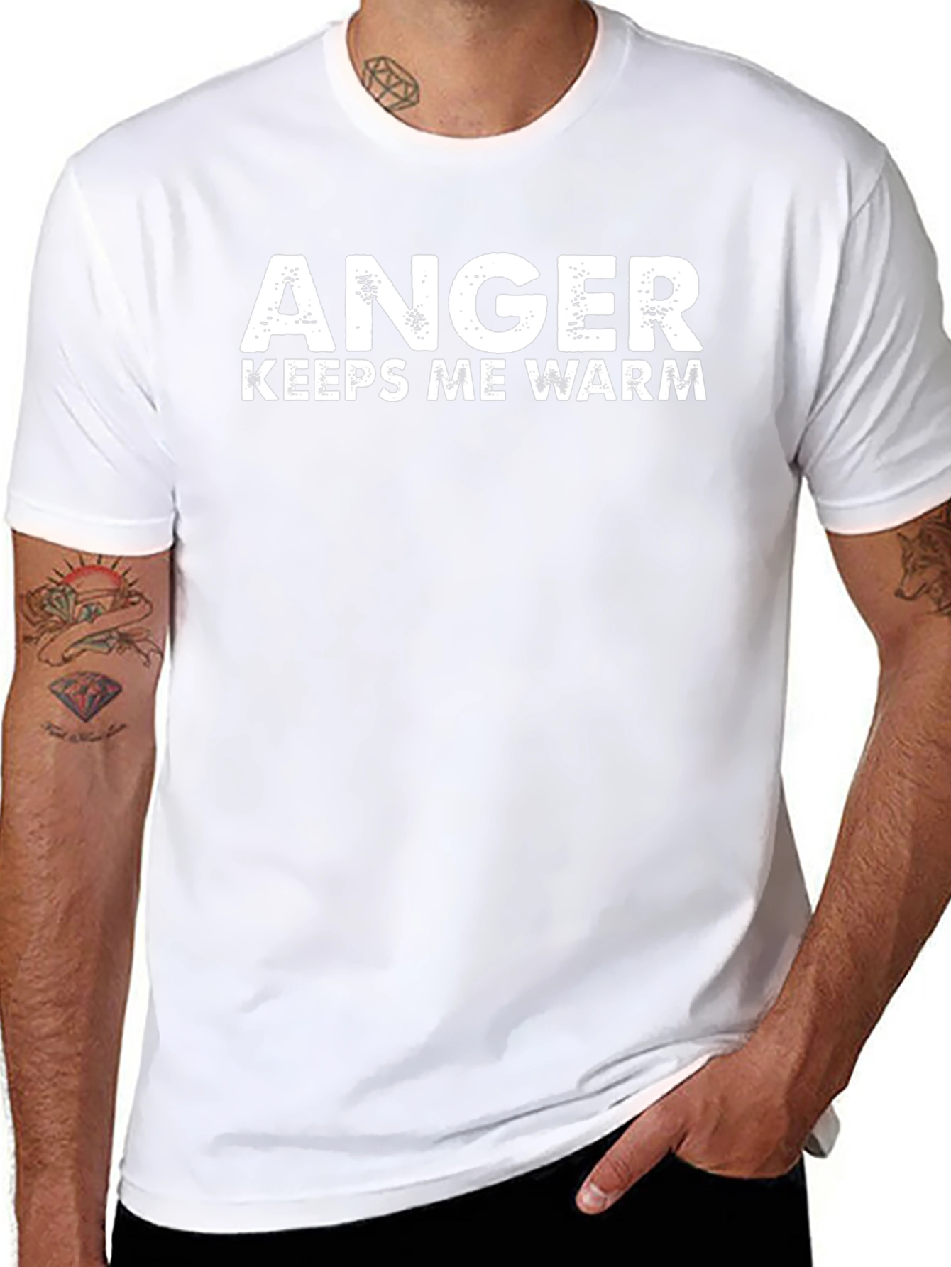 Anger Keeps Me Warm Black T-Shirt - 8