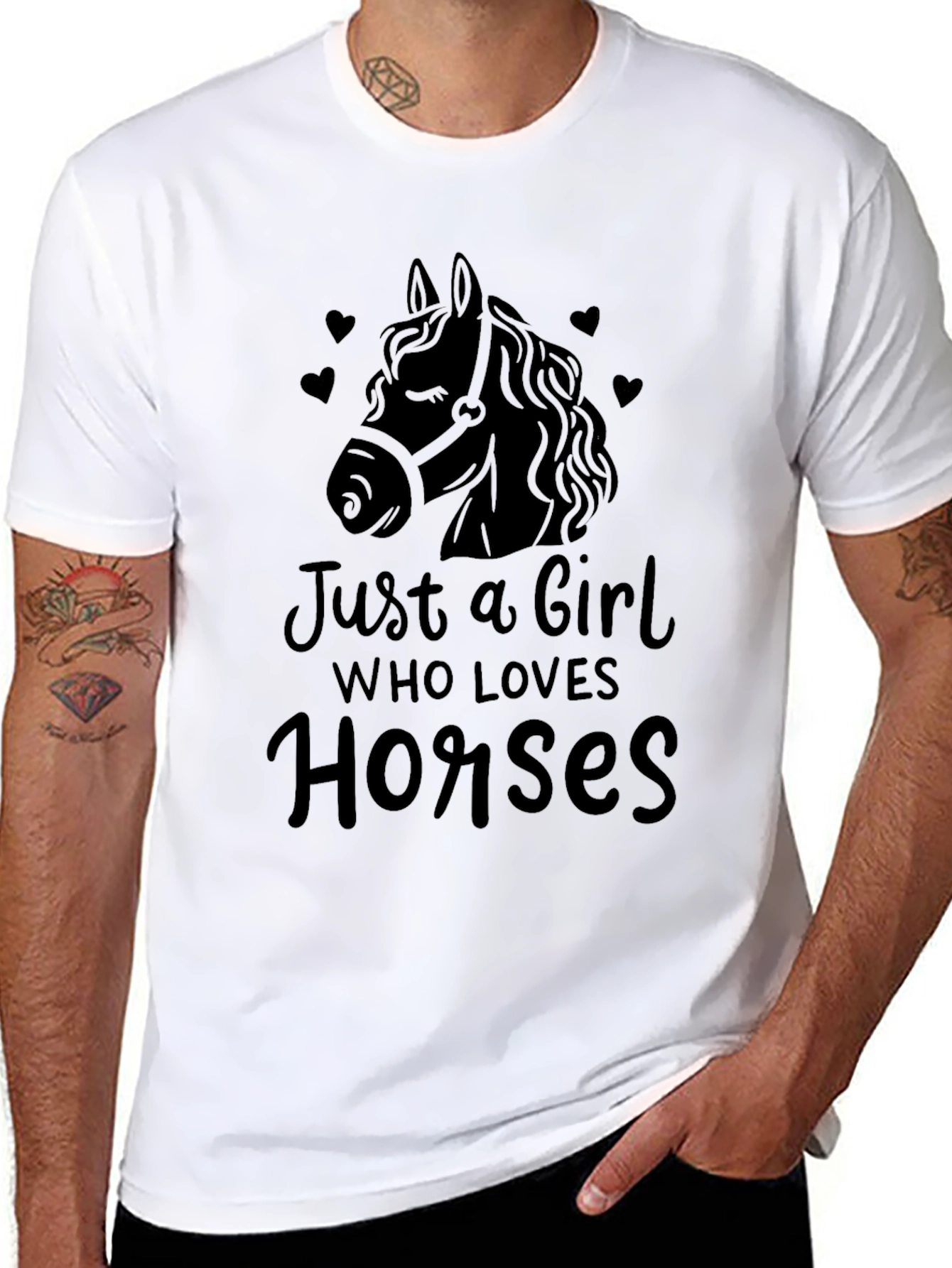Black Just a Girl Who Loves Horses T-Shirt view 8