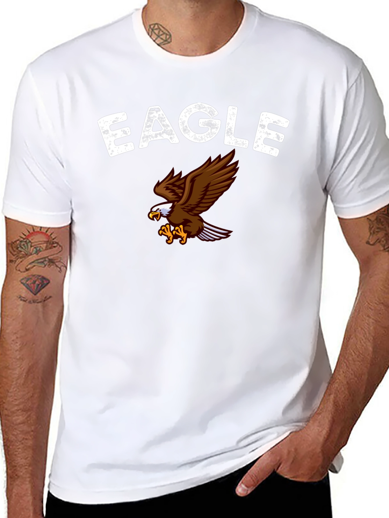 Black Black Eagle Graphic Print T-Shirt view 8