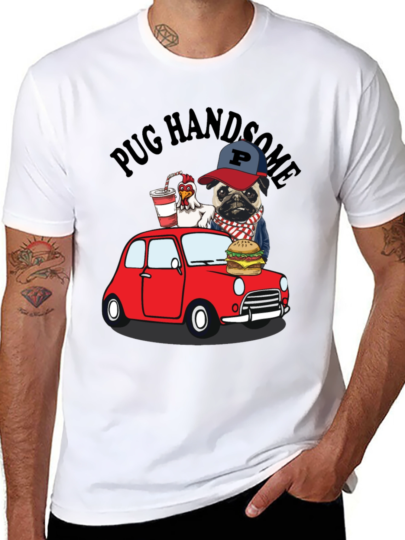 Black Pug Handsome Graphic Tee view 8