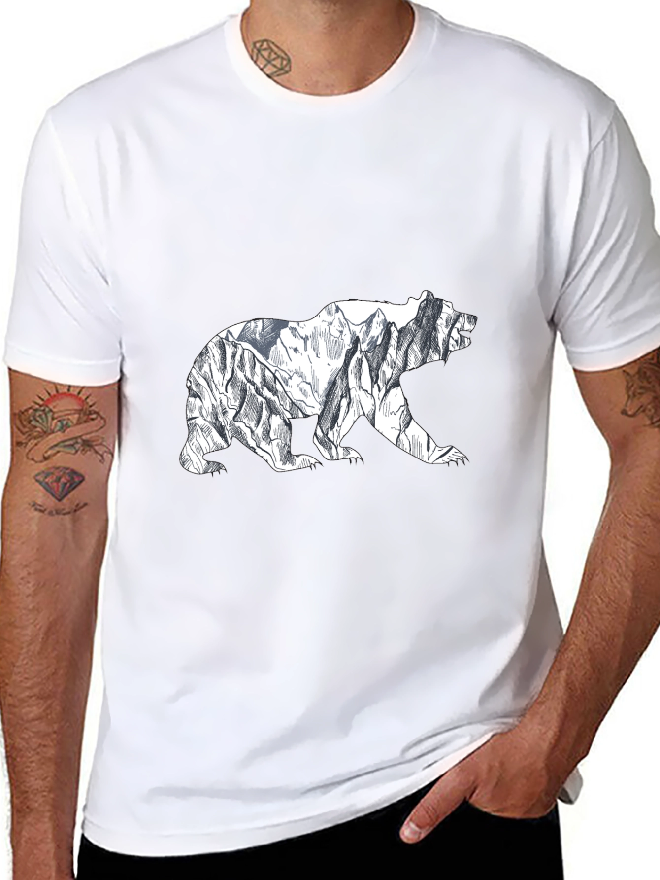 Black Mountain Bear Graphic Tee - Black view 8