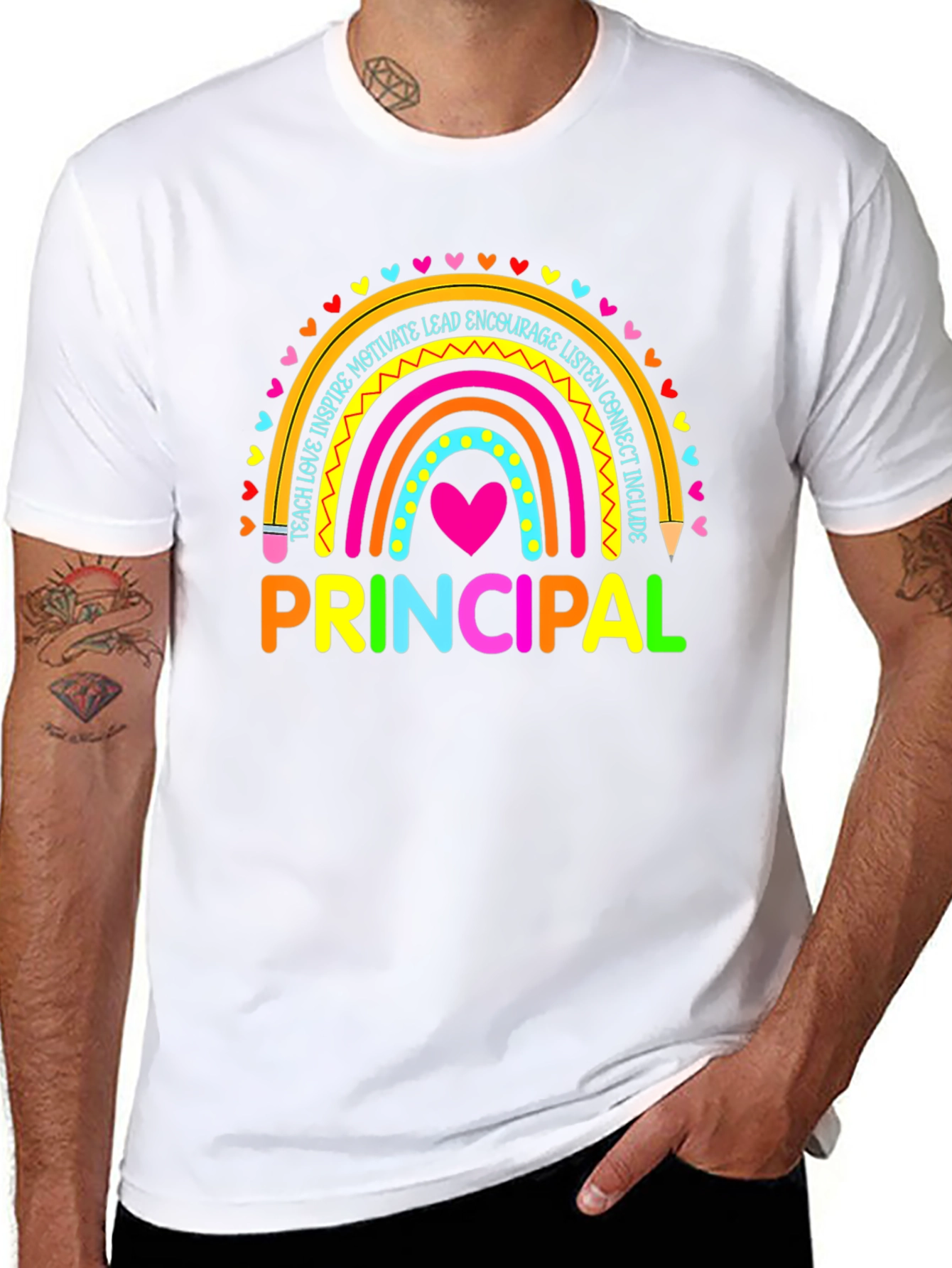 Black Principal Rainbow T-Shirt - Teacher Appreciation view 8