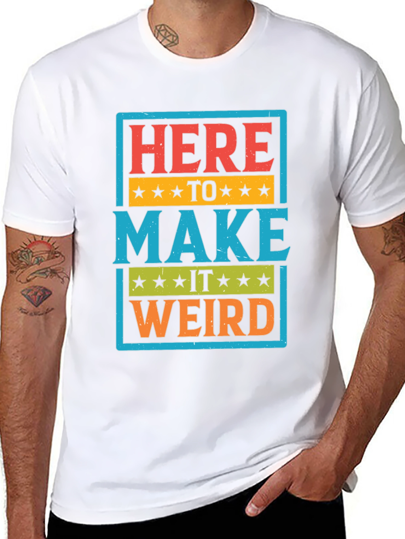 Black Here to Make it Weird Graphic T-Shirt view 8