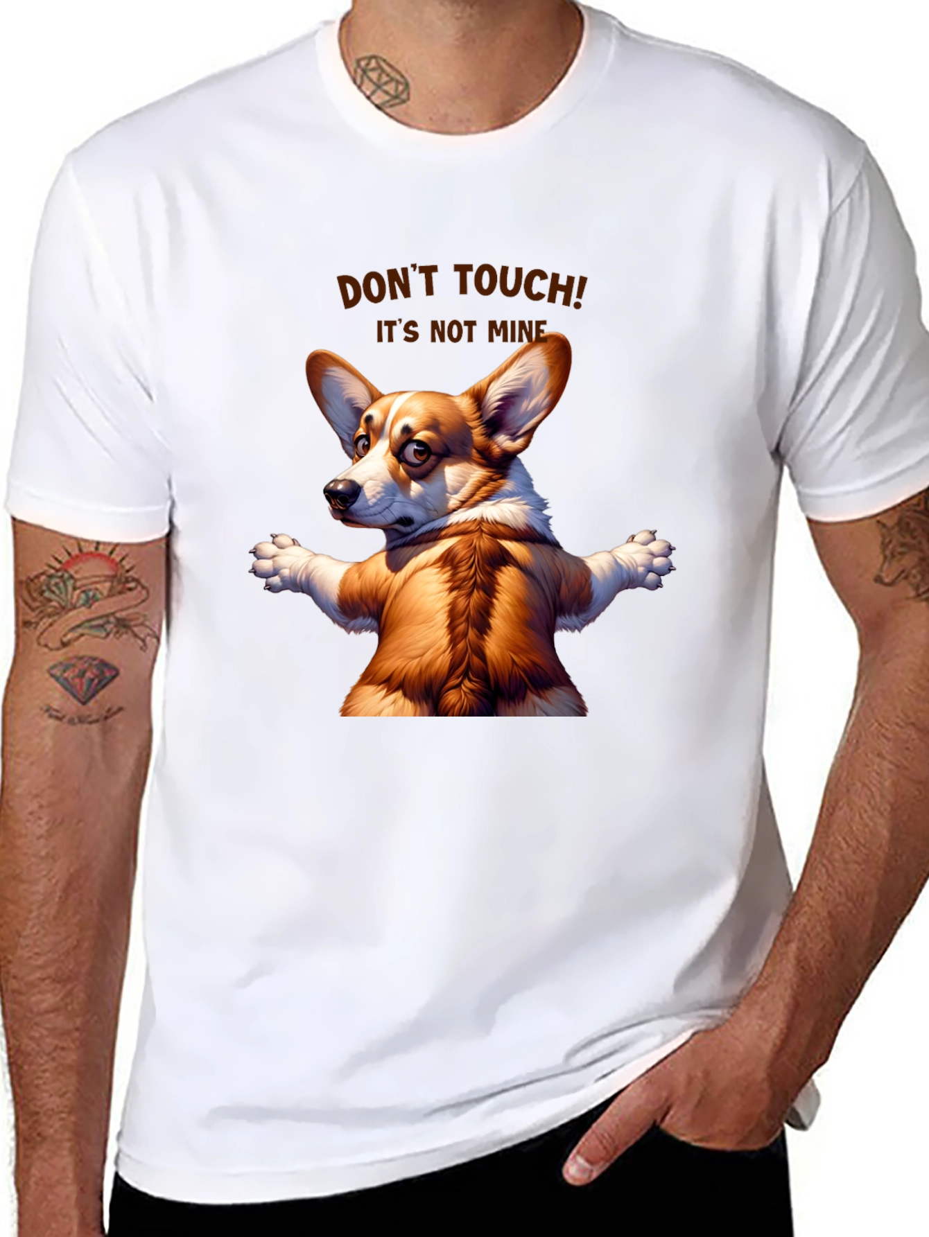 Black Funny Corgi Graphic Tee - Don't Touch! It's Not Mine! view 8