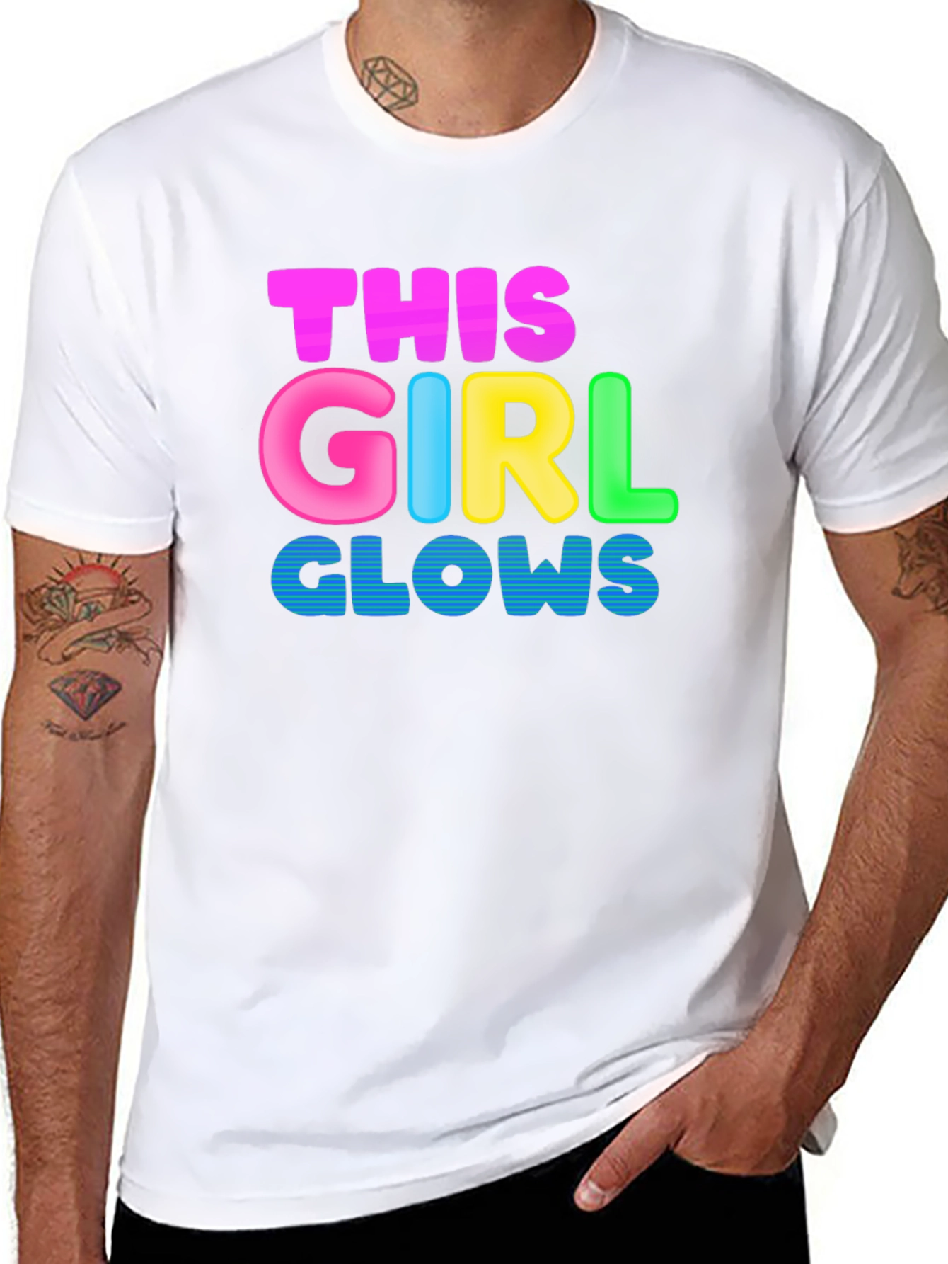 Black This Girl Glows Black T-Shirt - Fun, Colorful Design view 8