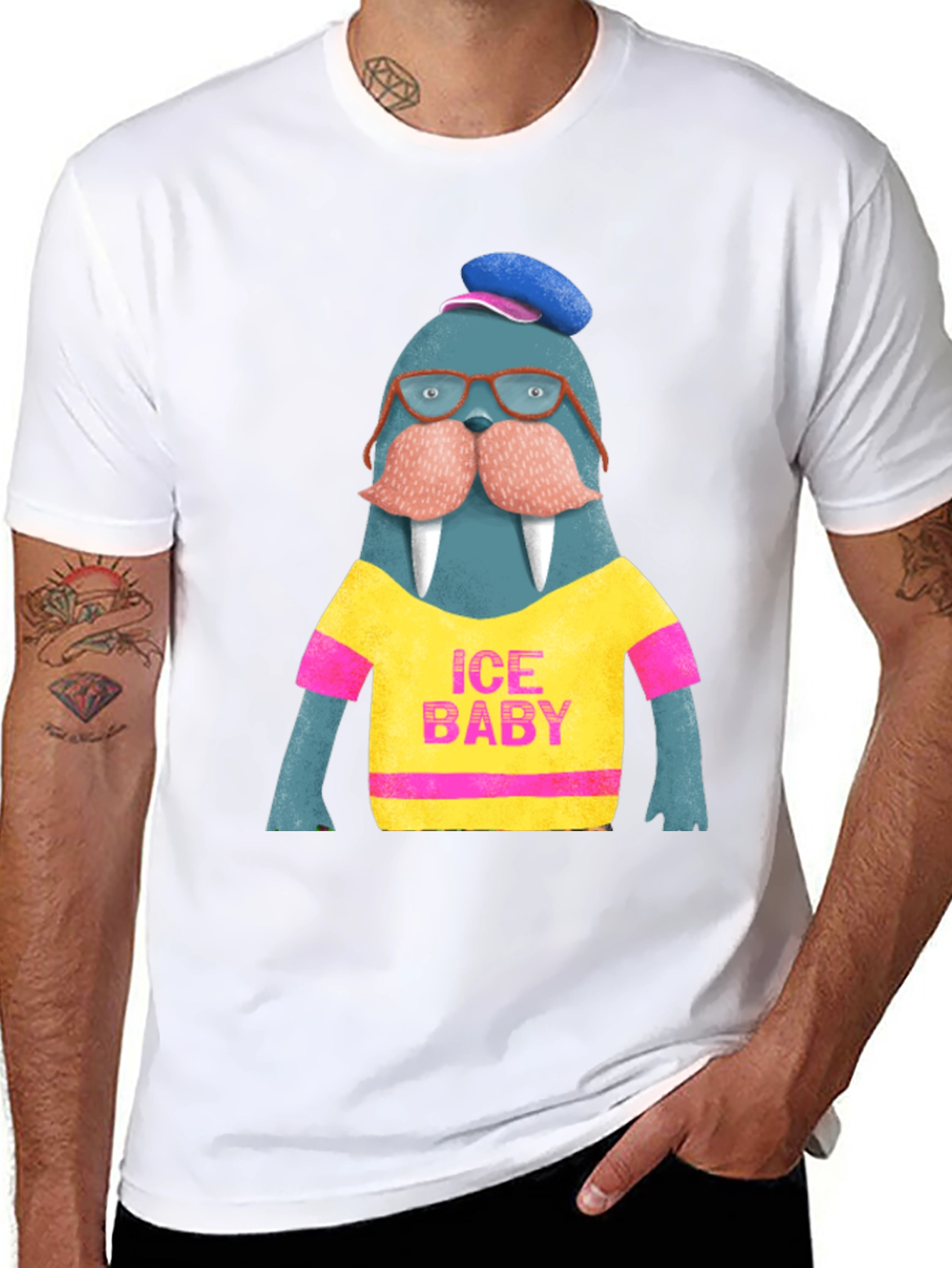 Black Ice Baby Walrus Graphic Tee - Men's Black T-Shirt view 8