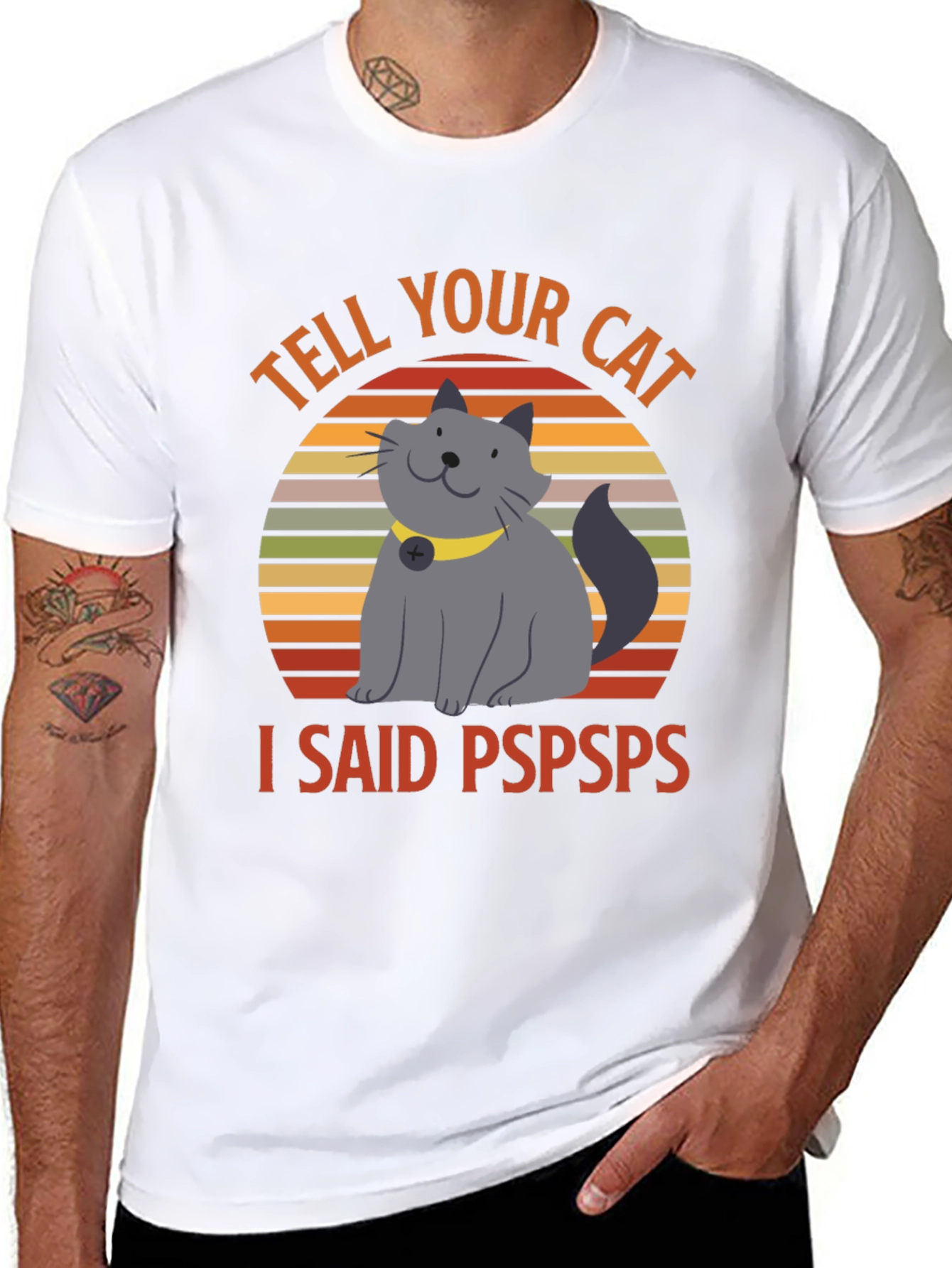 Black Tell Your Cat I Said Pspsps Funny T-Shirt view 8