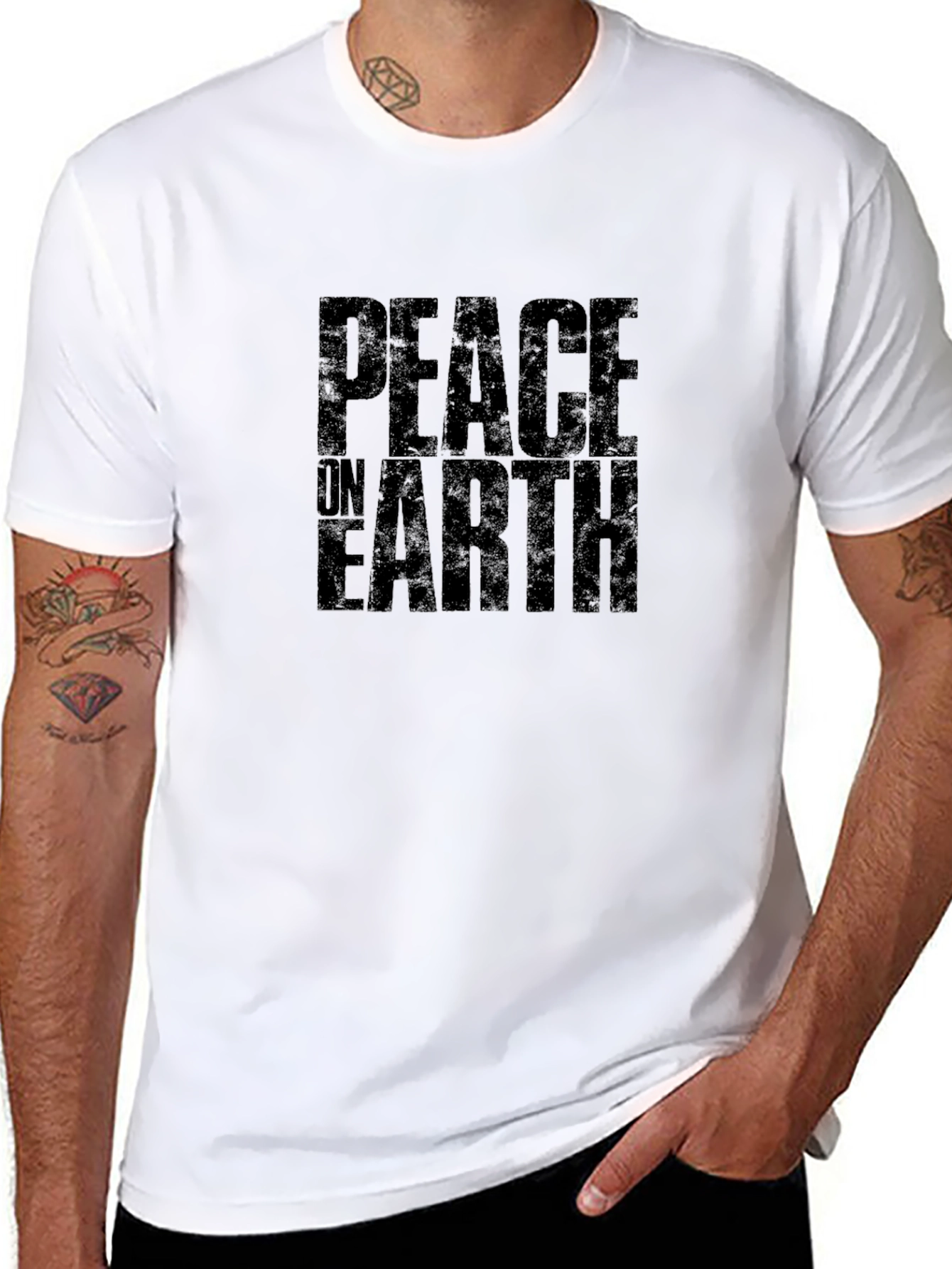 Black Peace on Earth Graphic Black T-Shirt view 8