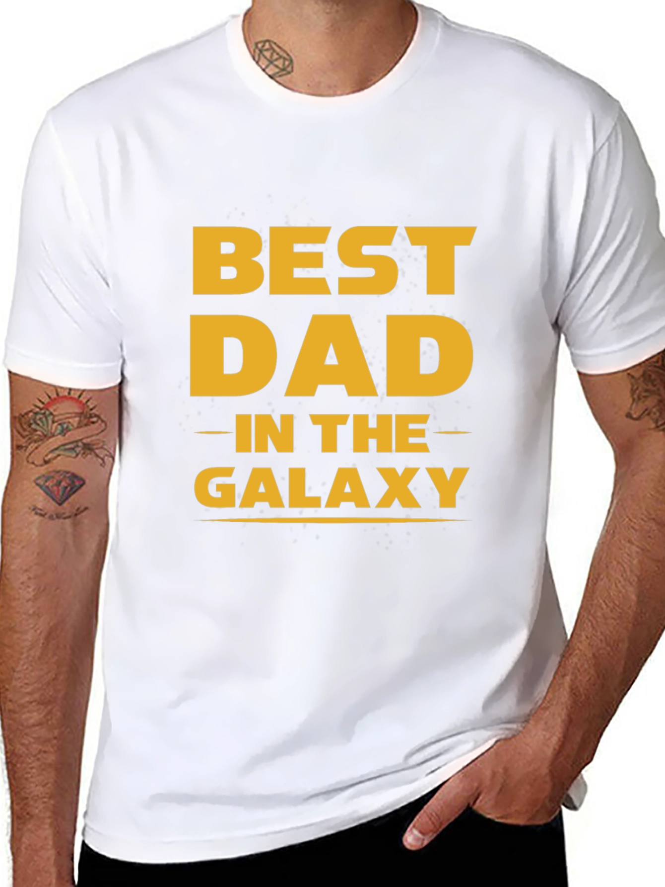 Black Best Dad in the Galaxy Black T-Shirt view 8