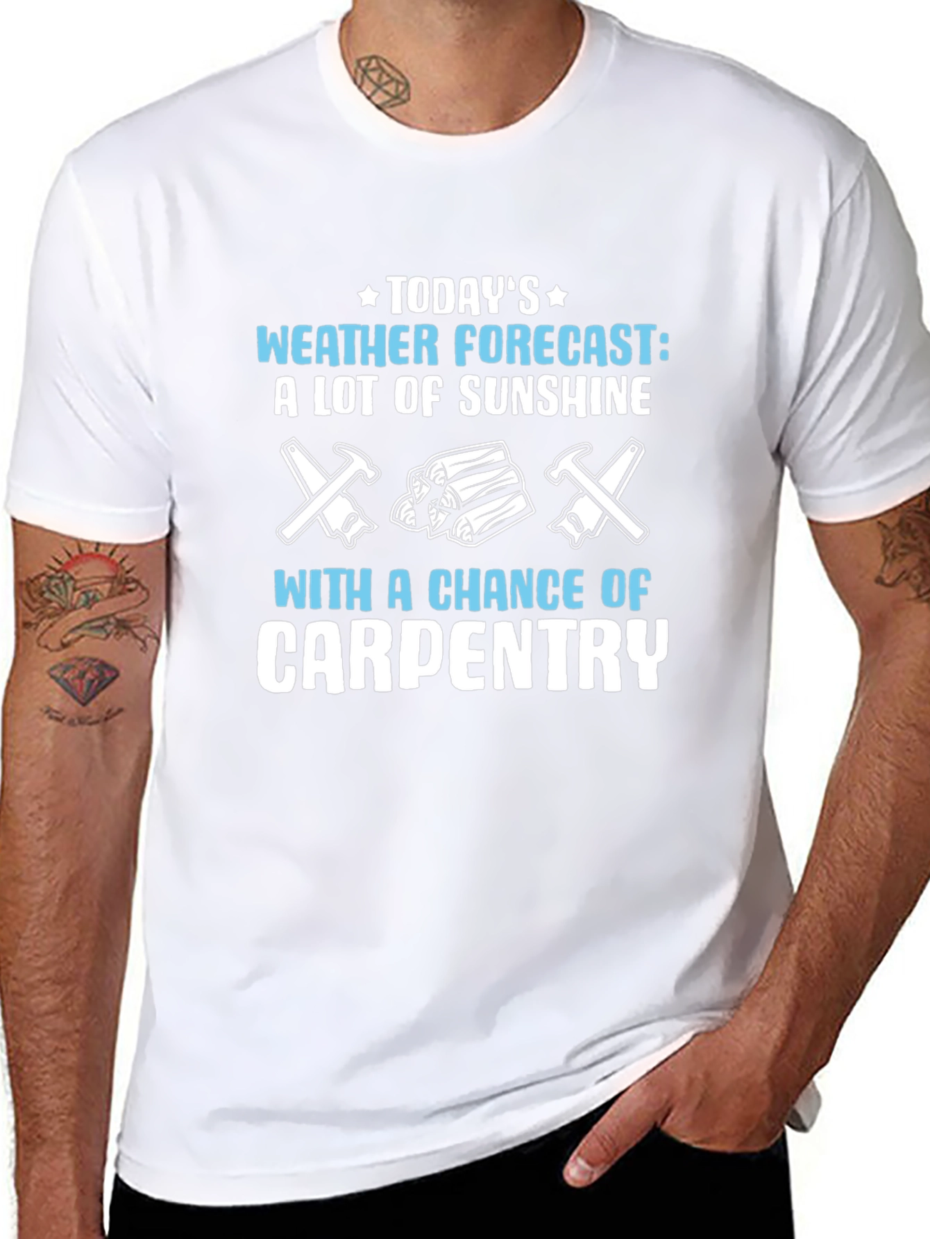 Black Carpenter Weather Forecast T-Shirt view 8