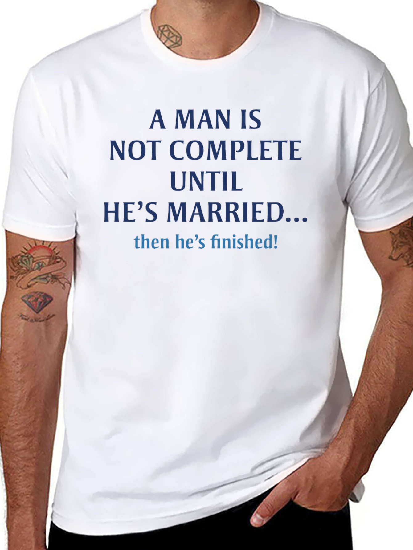 Black Funny Married Man T-Shirt - Finished! view 8