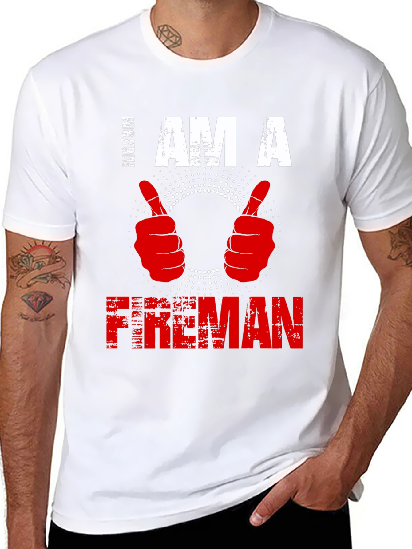 Black I am a Fireman T-shirt - Graphic Print view 8