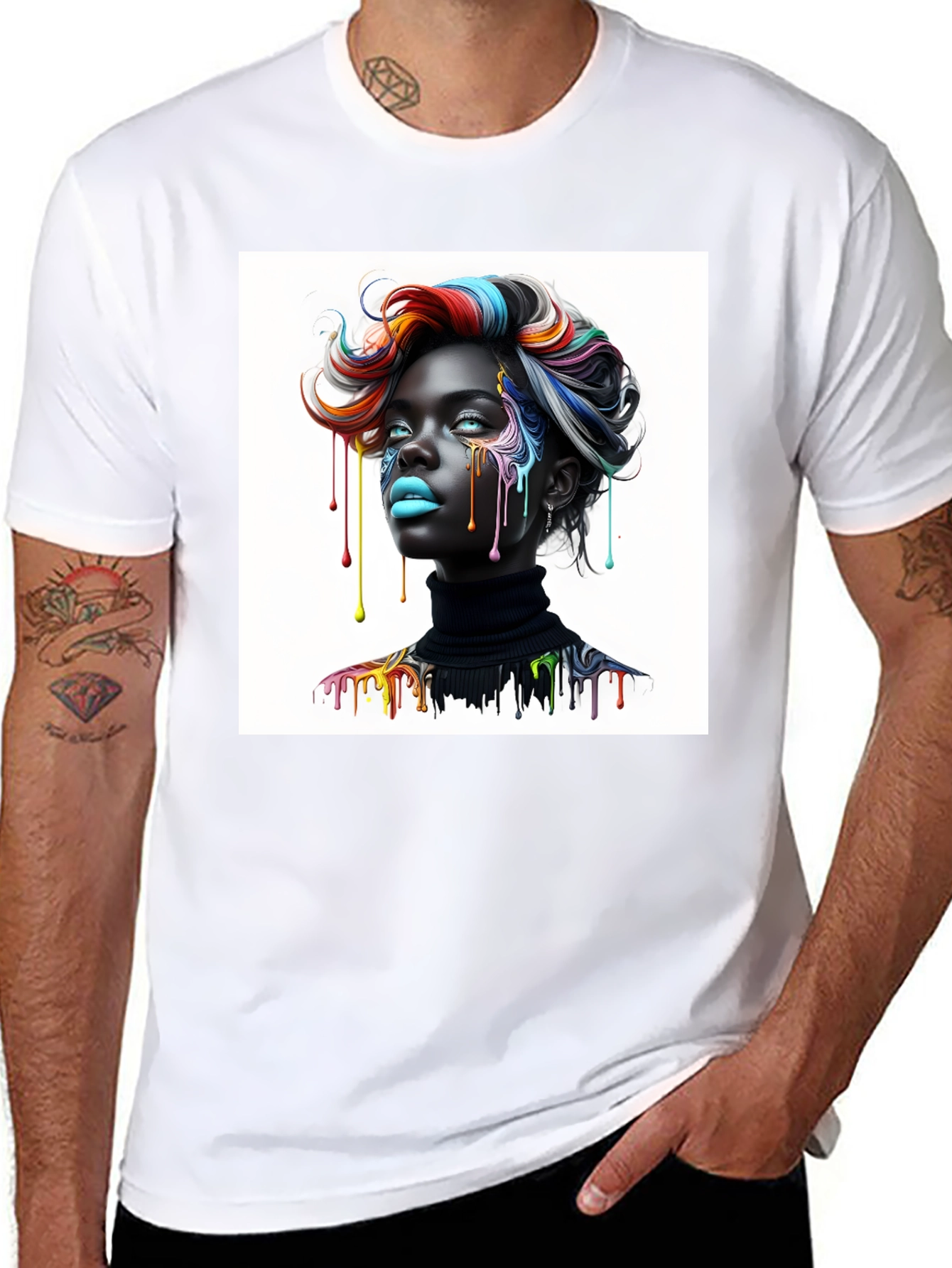 Black Artistic Woman Graphic Tee - Black view 8
