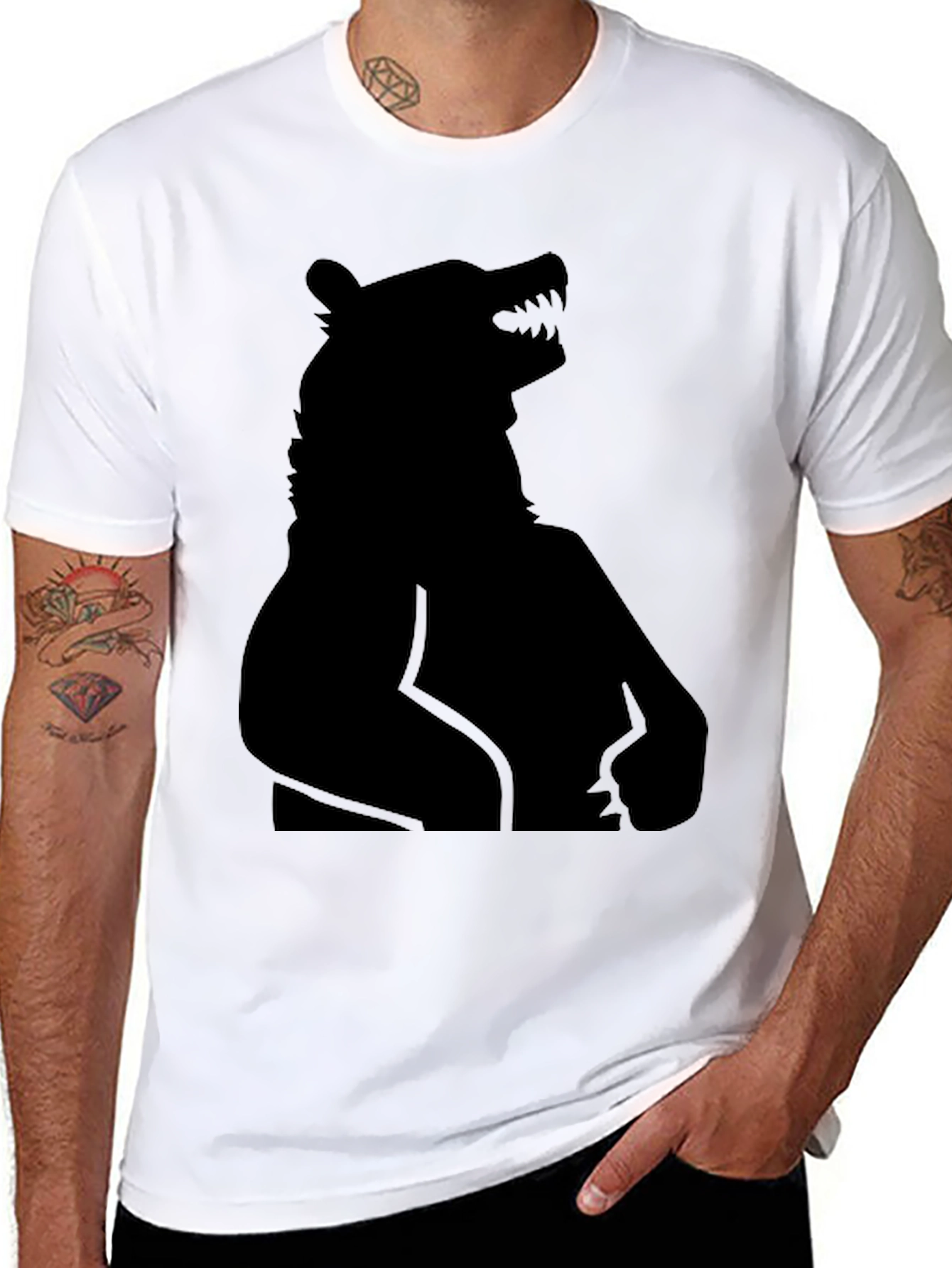 Black Black Bear Silhouette T-Shirt - Men's Graphic Tee view 8