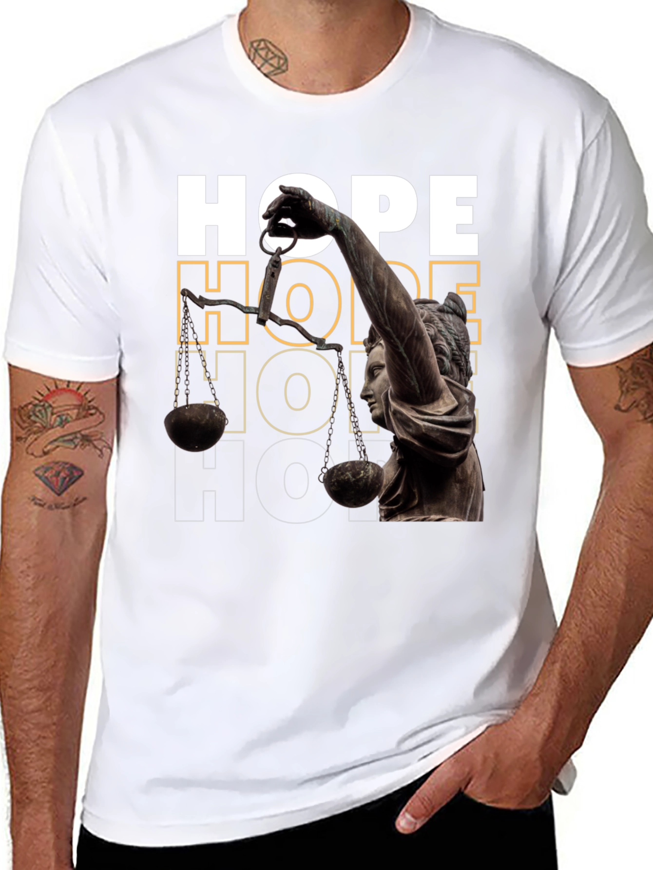 Black Hope Justice T-Shirt - Black Graphic Tee view 8