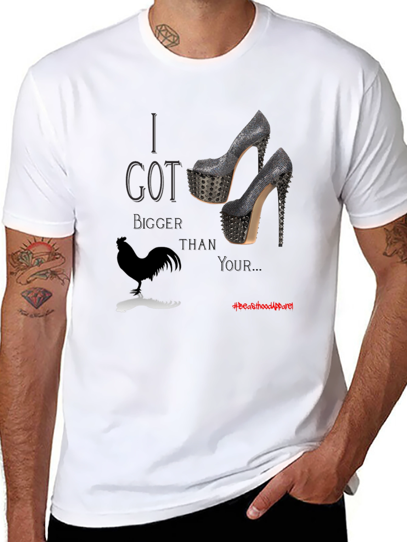 Black I Got Bigger Chicken Than Yours T-Shirt view 8