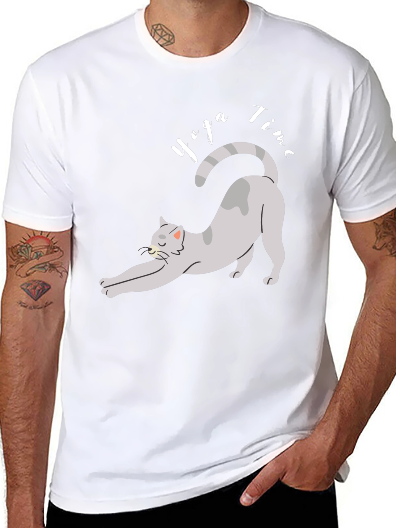 Black Yoga Cat T-Shirt - Time to Relax! view 8