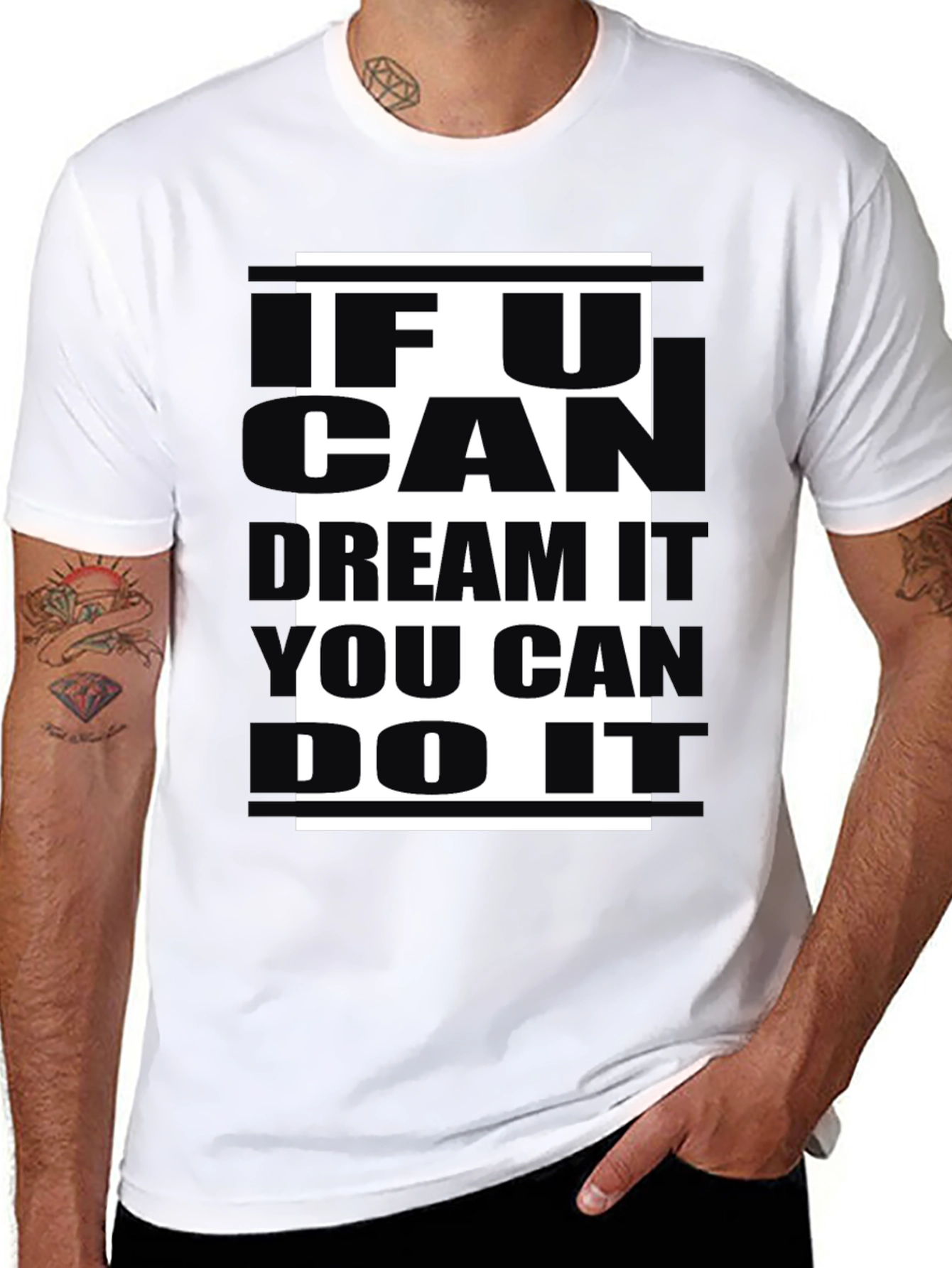 Black Inspirational Black T-Shirt: 'If U Can Dream, You Can Do It' view 8