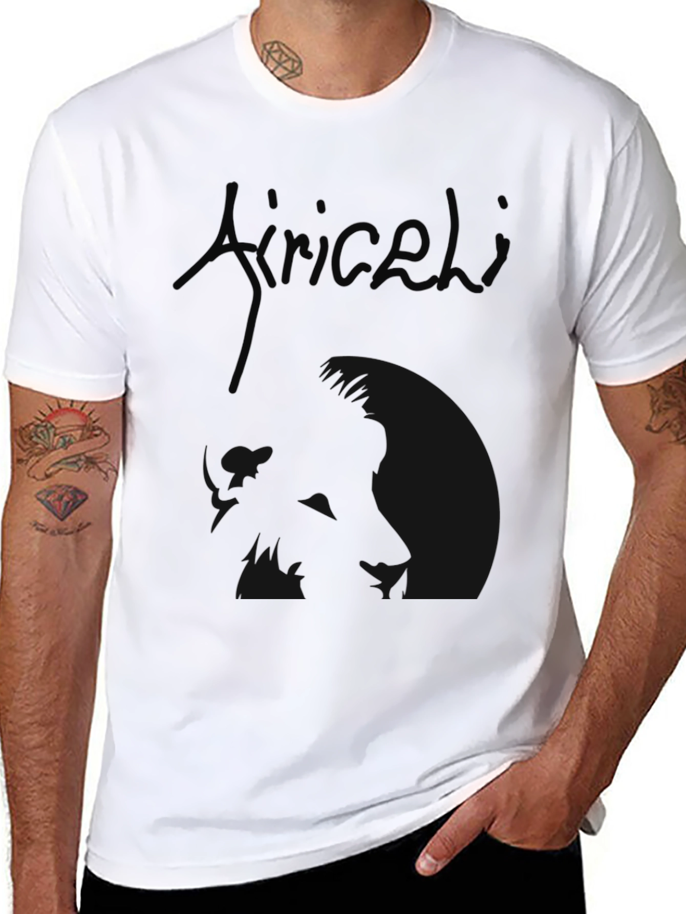 Black Men's Black Graphic T-Shirt - Aricelli Design view 8