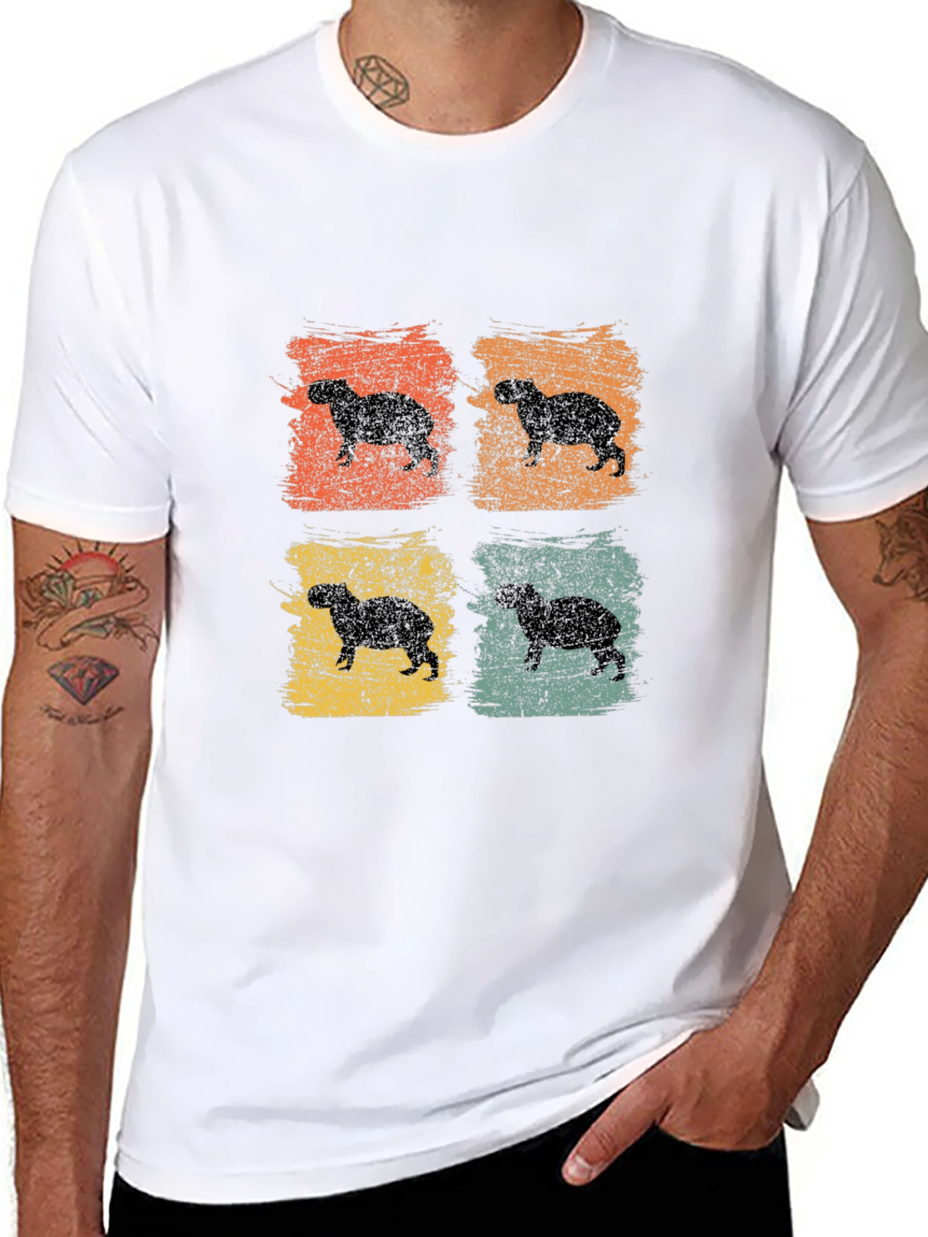 Black Retro Capybara Graphic T-Shirt view 8