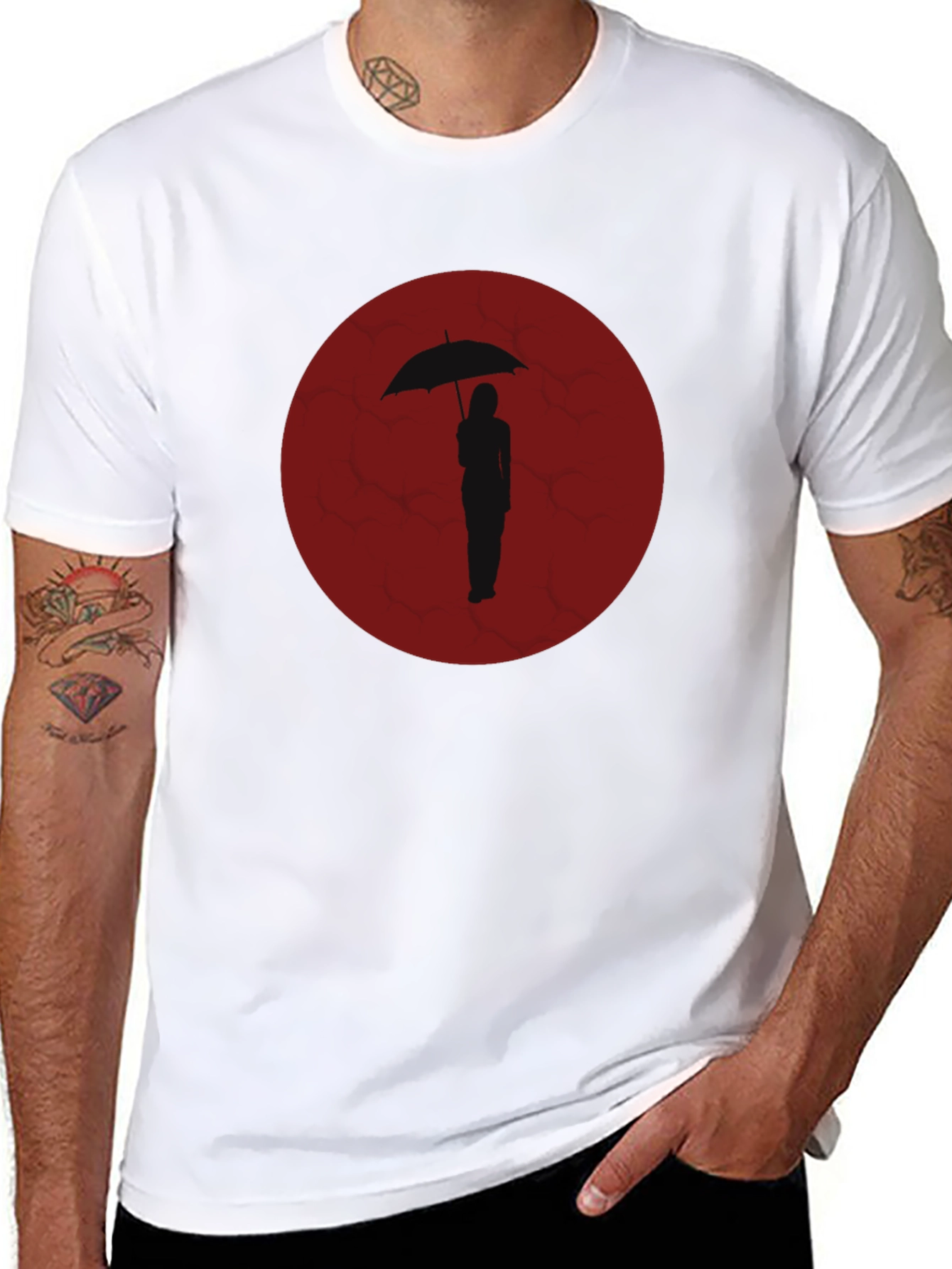 Black Umbrella Woman Graphic Tee - Black view 8