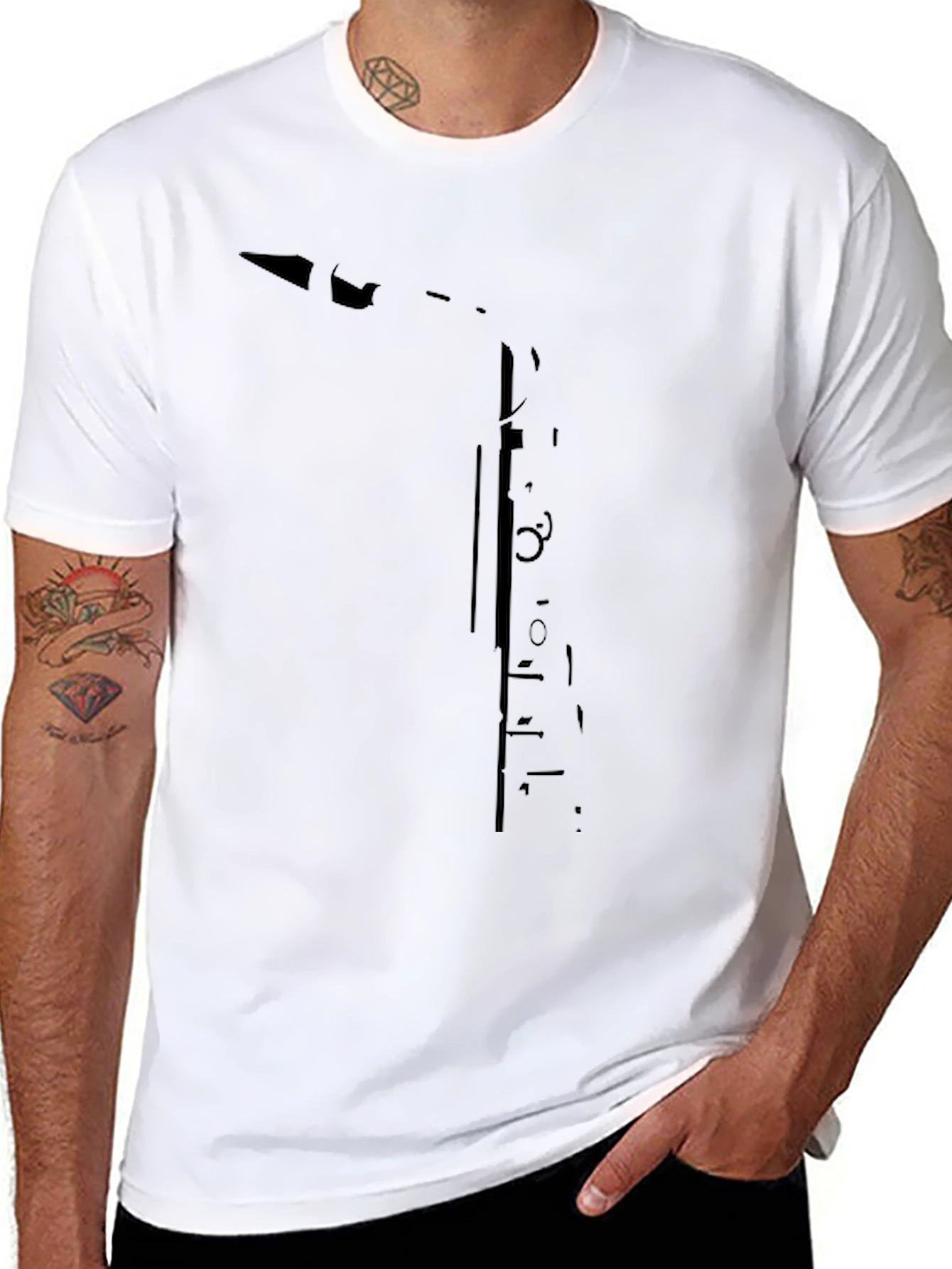 Black Saxophone Graphic Tee - Black Cotton T-Shirt view 8