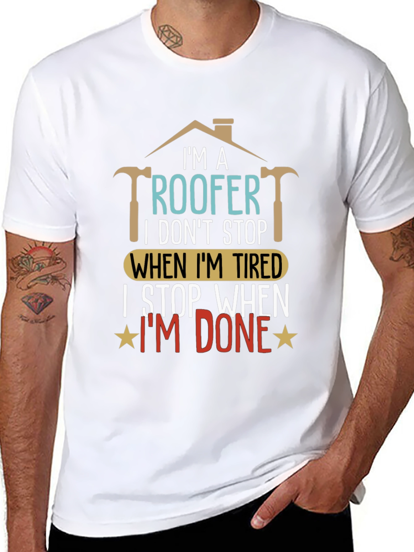 Black Roofer T-Shirt: I Stop When I'm Done view 8