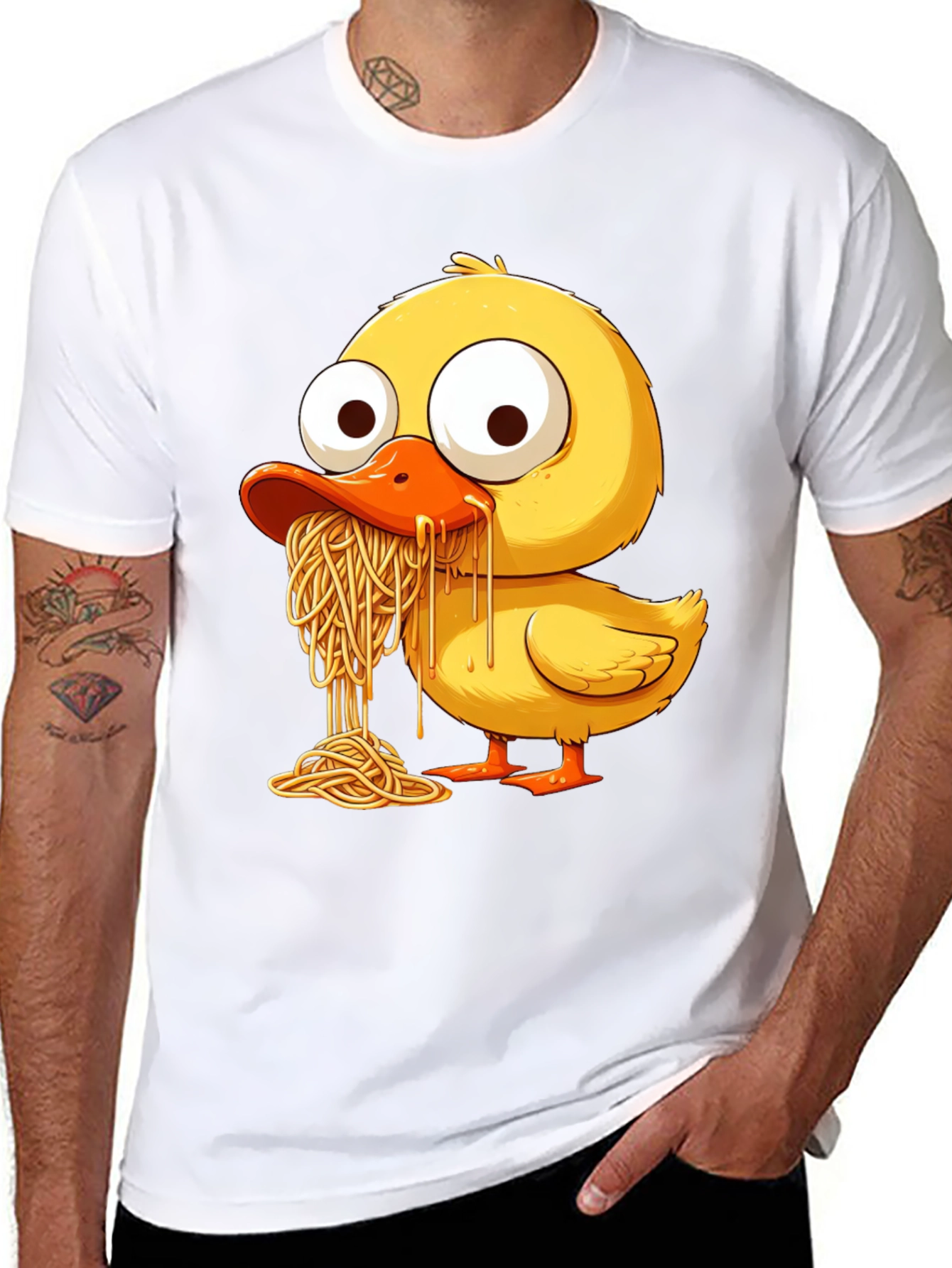 Black Duck Eating Spaghetti Graphic Tee view 8