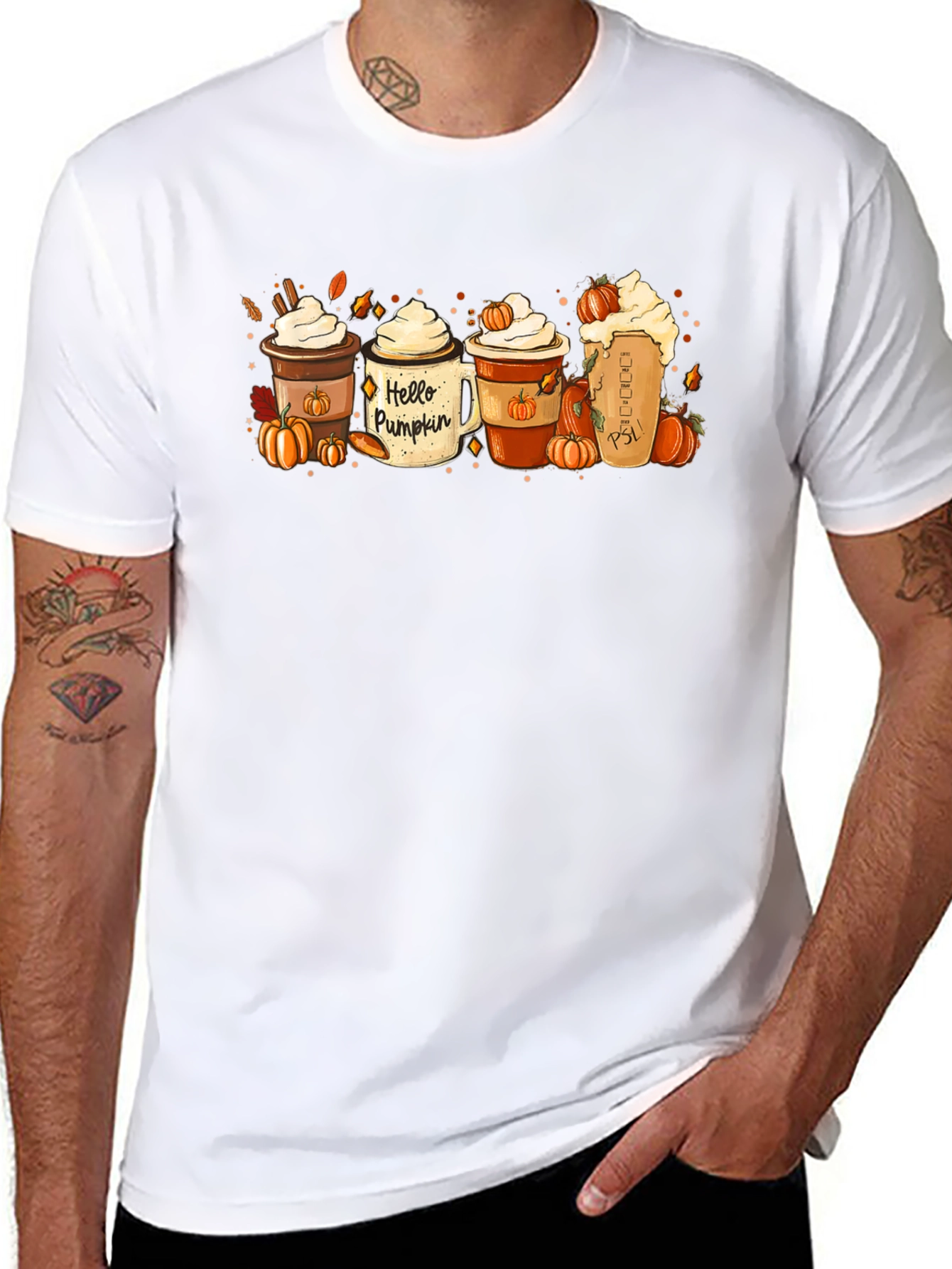 Black Hello Pumpkin Coffee T-Shirt view 8