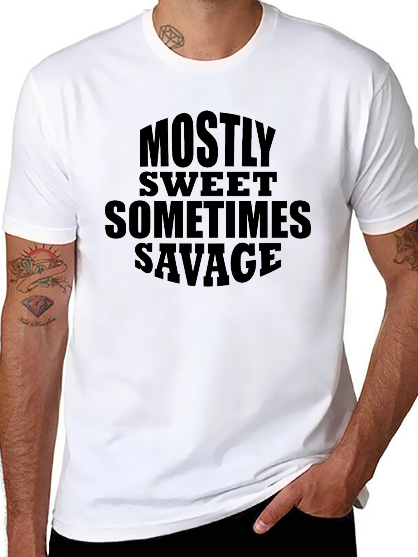 Mostly Sweet Sometimes Savage Black Graphic Tee - 8