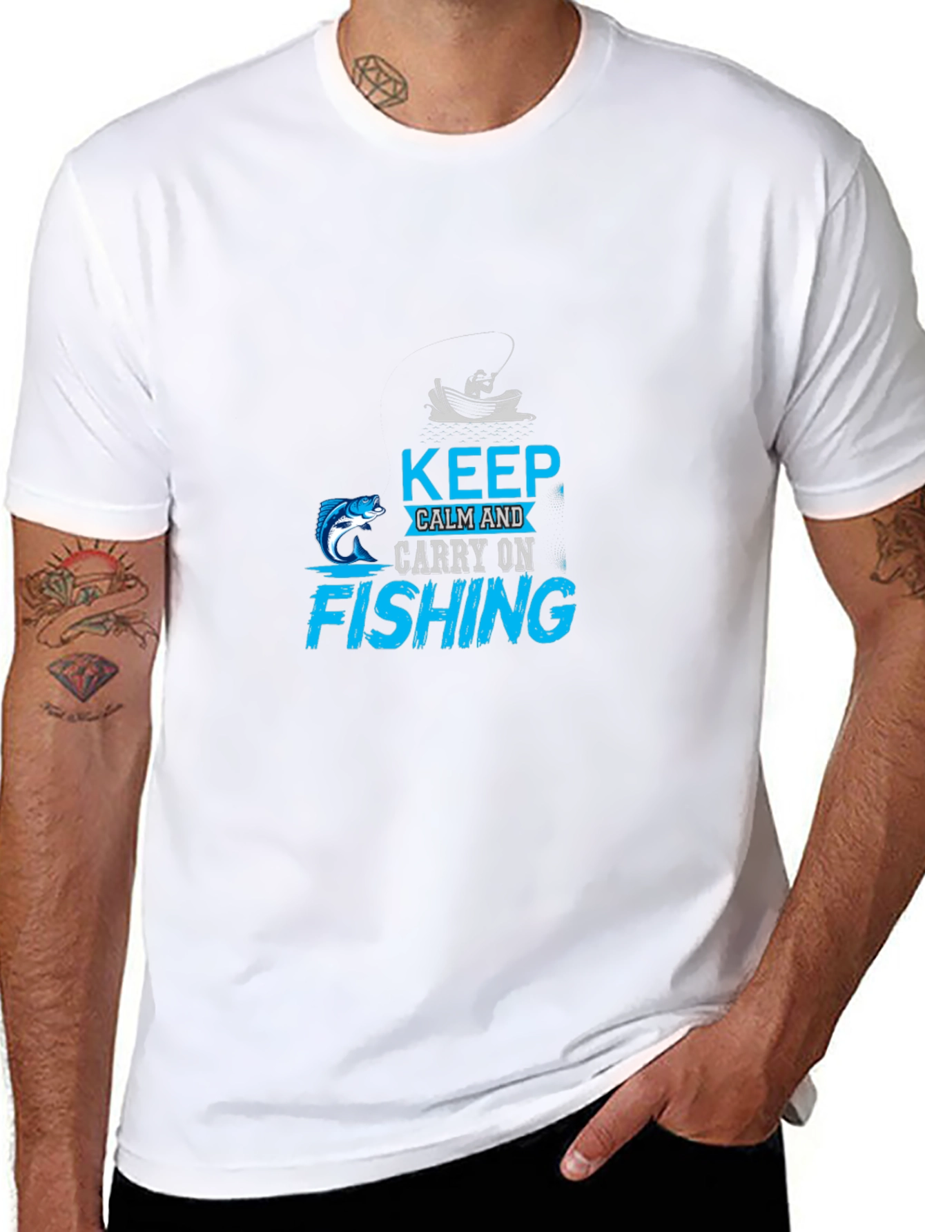 Black Keep Calm Fishing T-Shirt - Angler Gift view 8