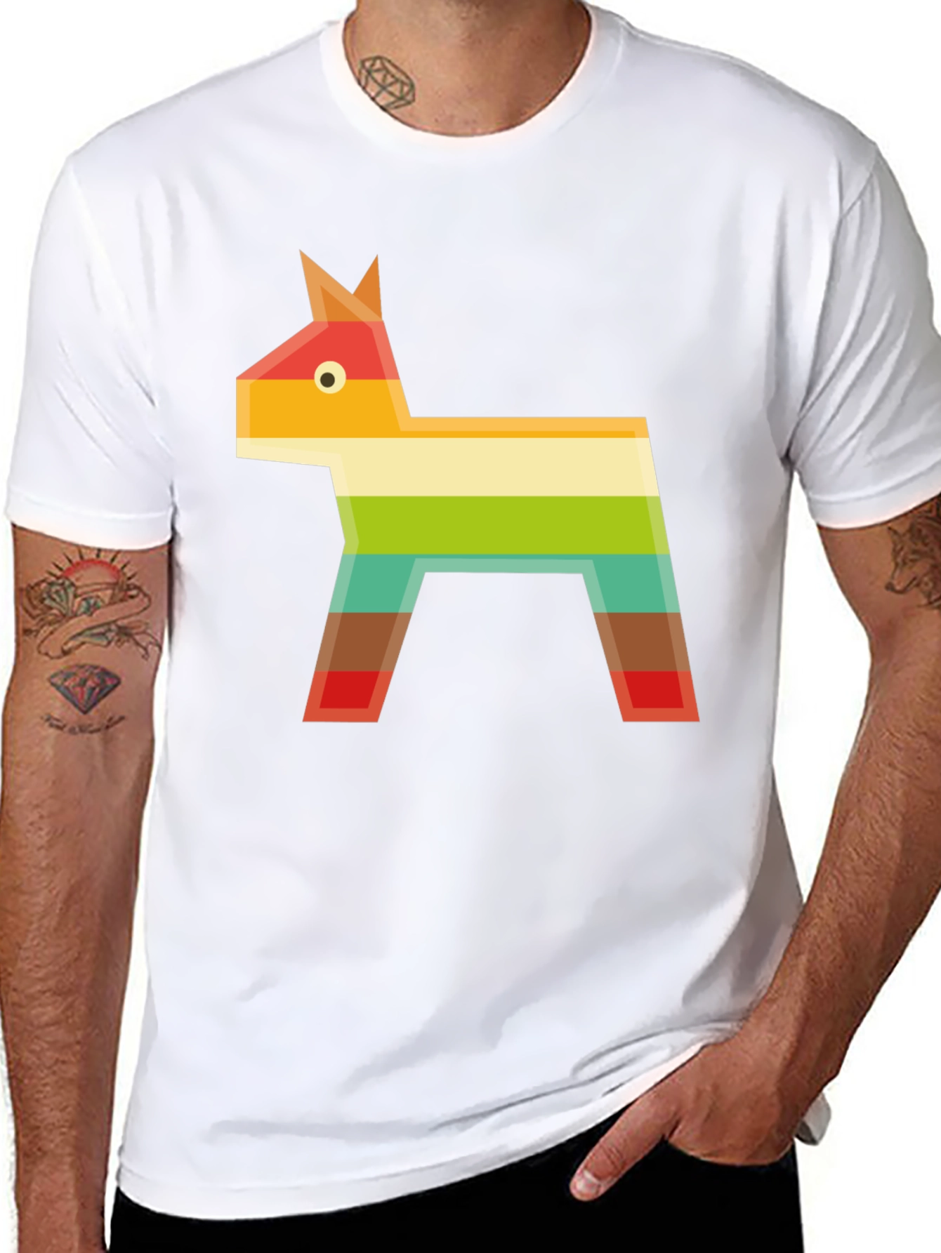 Black Geometric Piñata Graphic Tee - Black Casual T-Shirt view 8