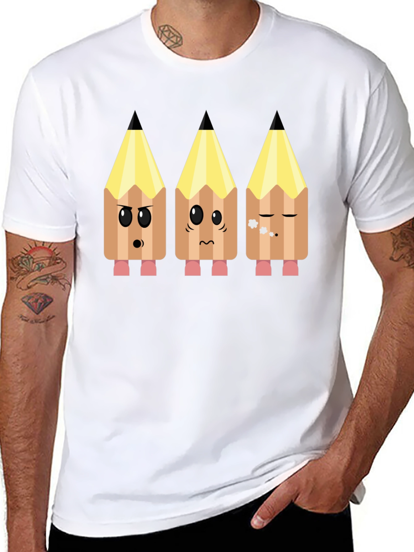 Black Emoji Pencils Graphic Tee view 8
