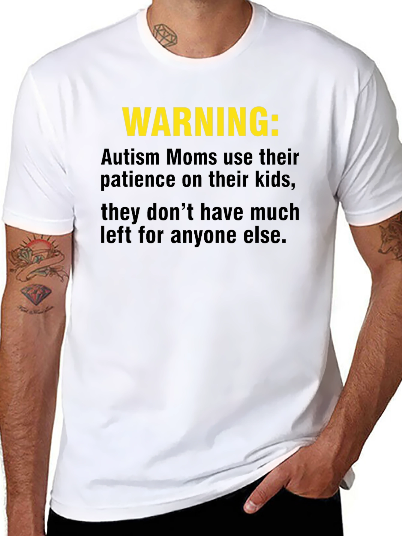 Black Autism Mom Warning T-Shirt: Limited Patience view 8