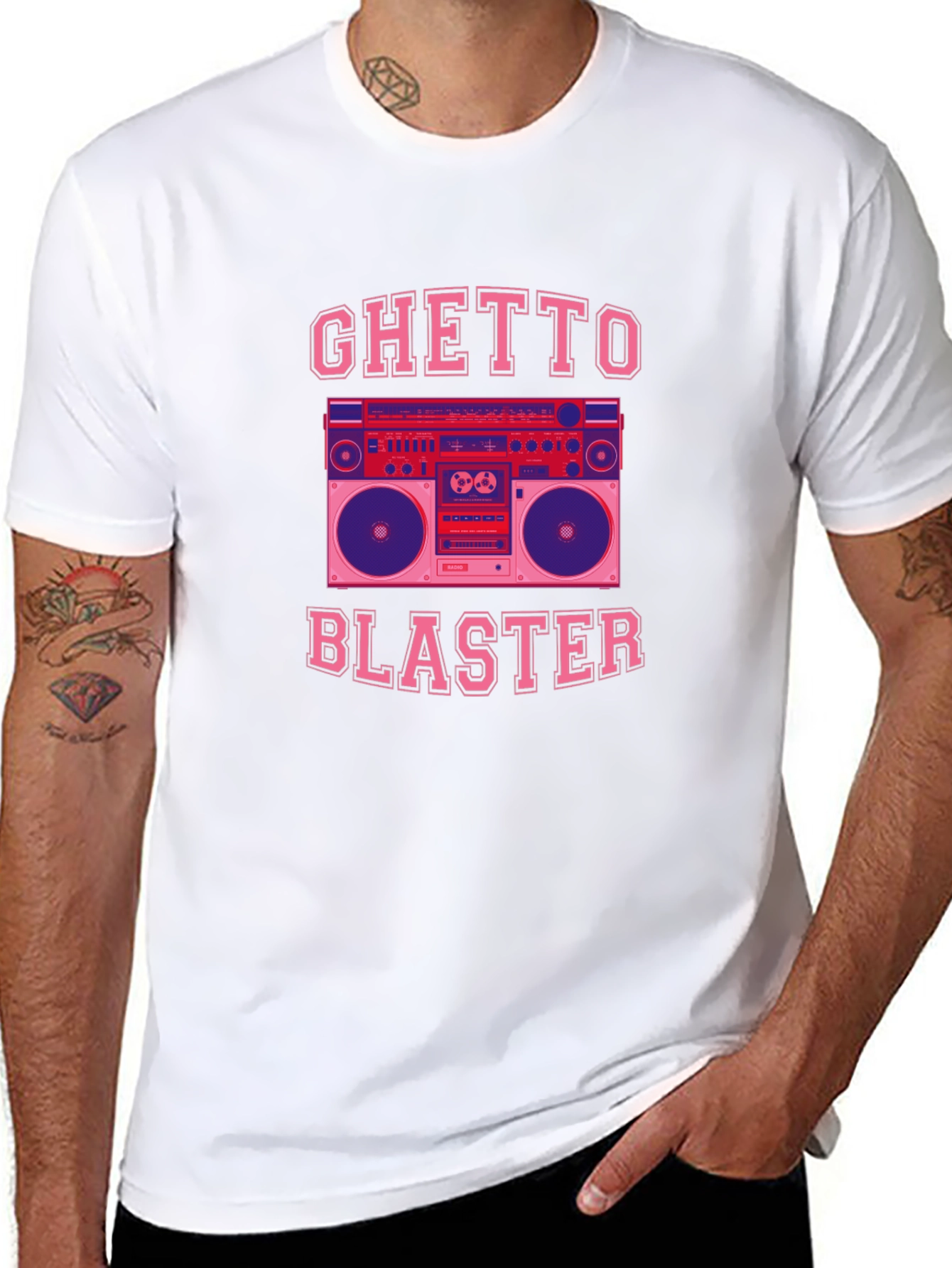 Black Ghetto Blaster Graphic Tee - Retro Boombox T-Shirt view 8