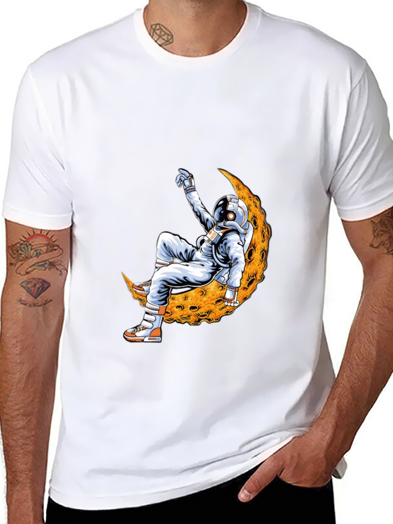 Black Astronaut Moon T-Shirt - Cool Space Design view 8